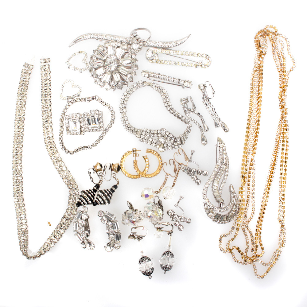 Vintage Rhinestone and Costume Jewelry Variety