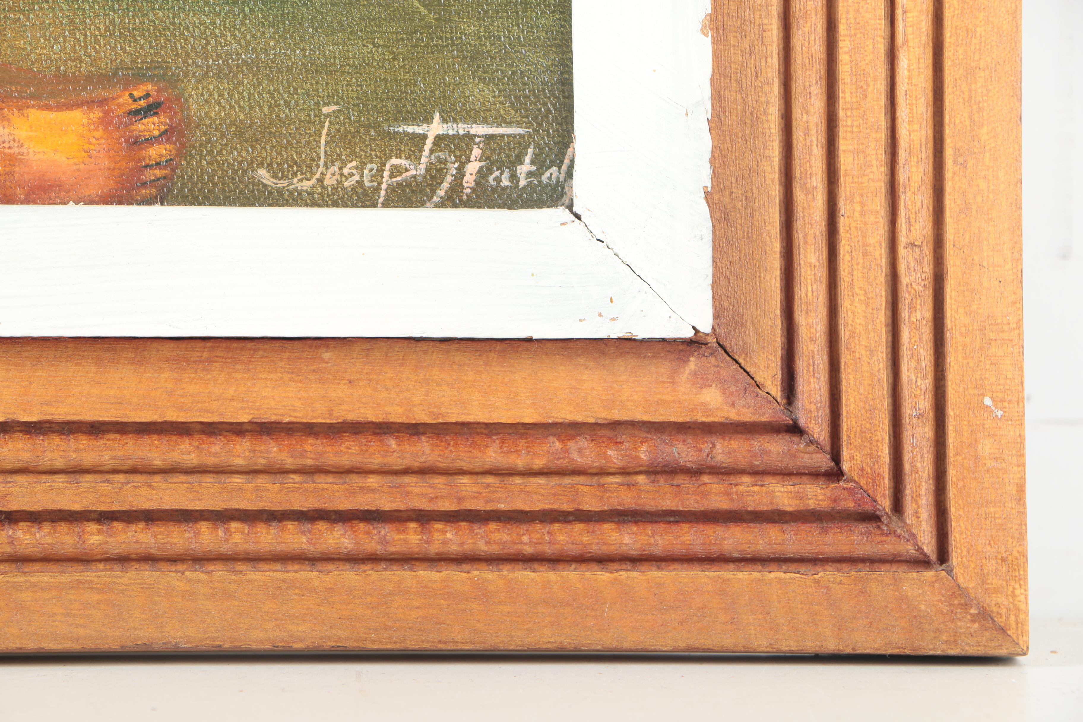 Signed Acrylic Painting on Canvas of a Caribbean Marketplace