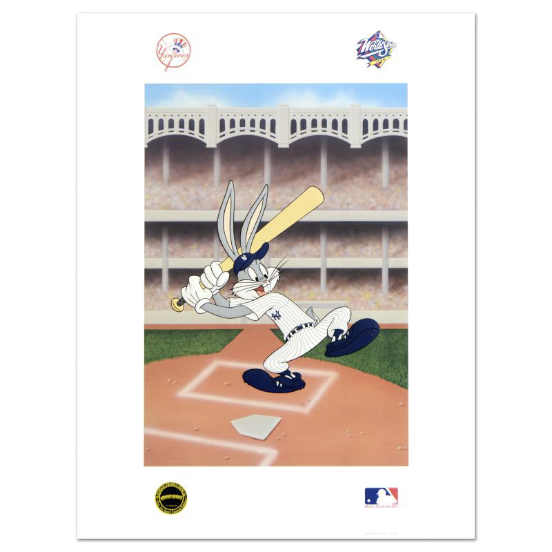 "Bugs Bunny at Bat for the Yankees" Embossed Lithograph