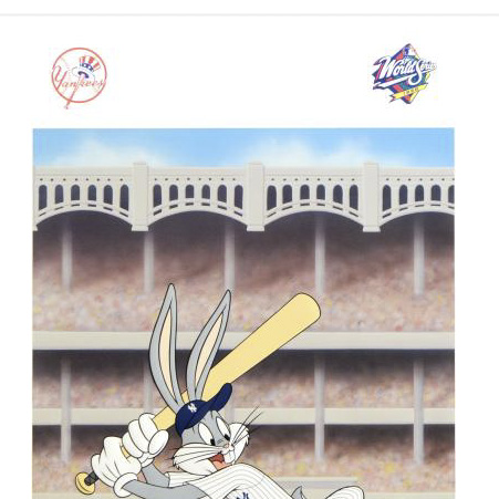 "Bugs Bunny at Bat for the Yankees" Embossed Lithograph