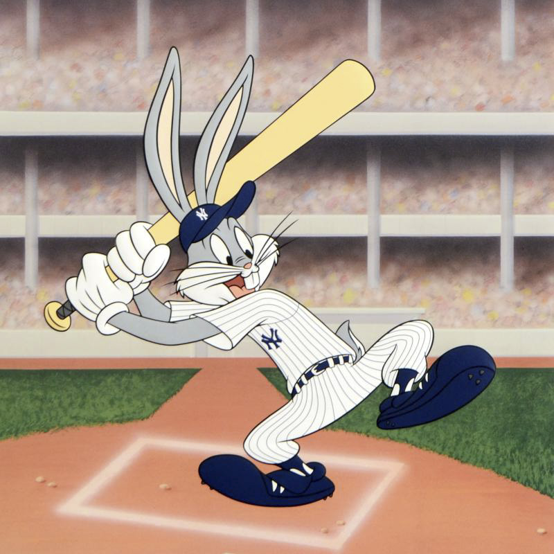 "Bugs Bunny at Bat for the Yankees" Embossed Lithograph