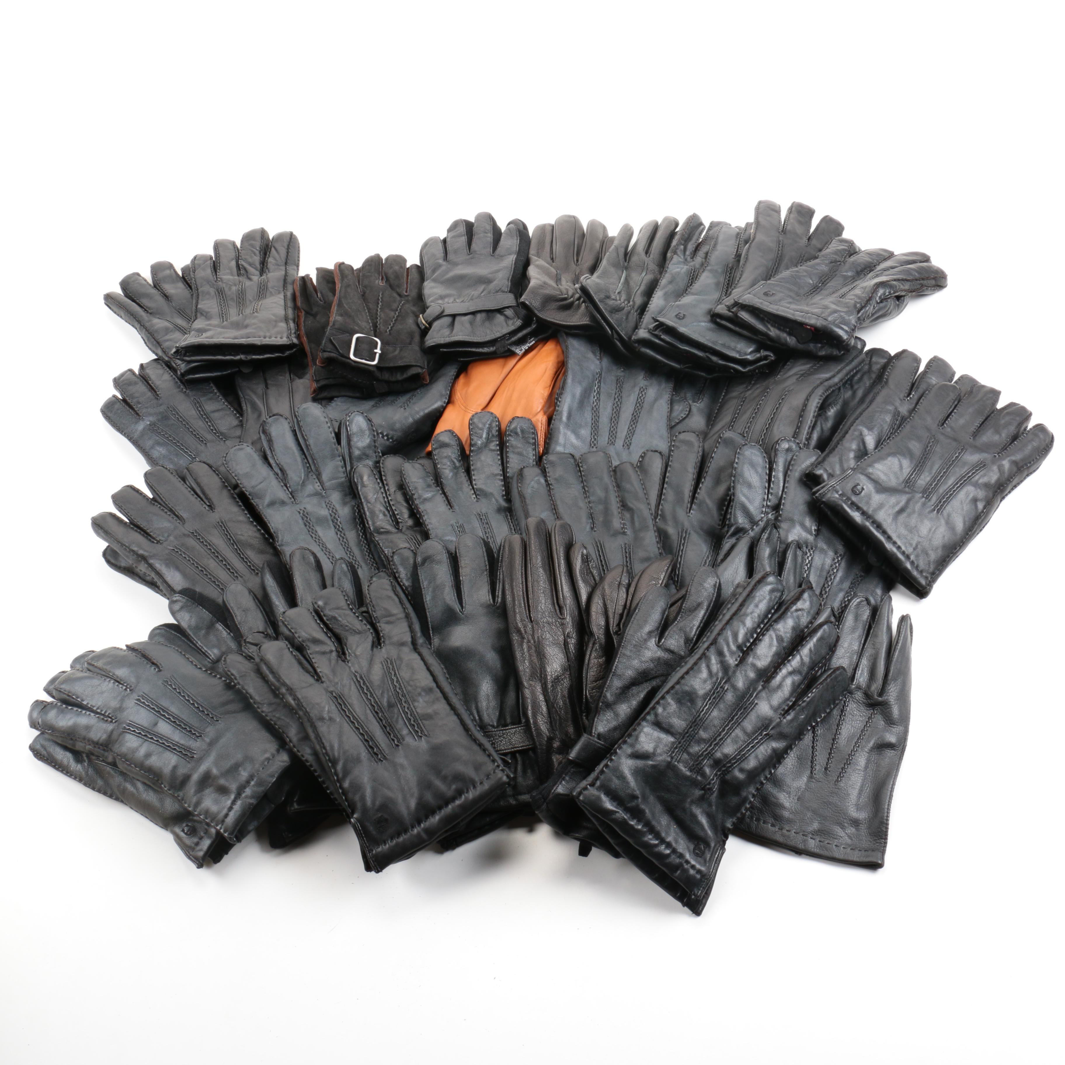 Assortment of Men's Leather Gloves in Black, Grey and Brown