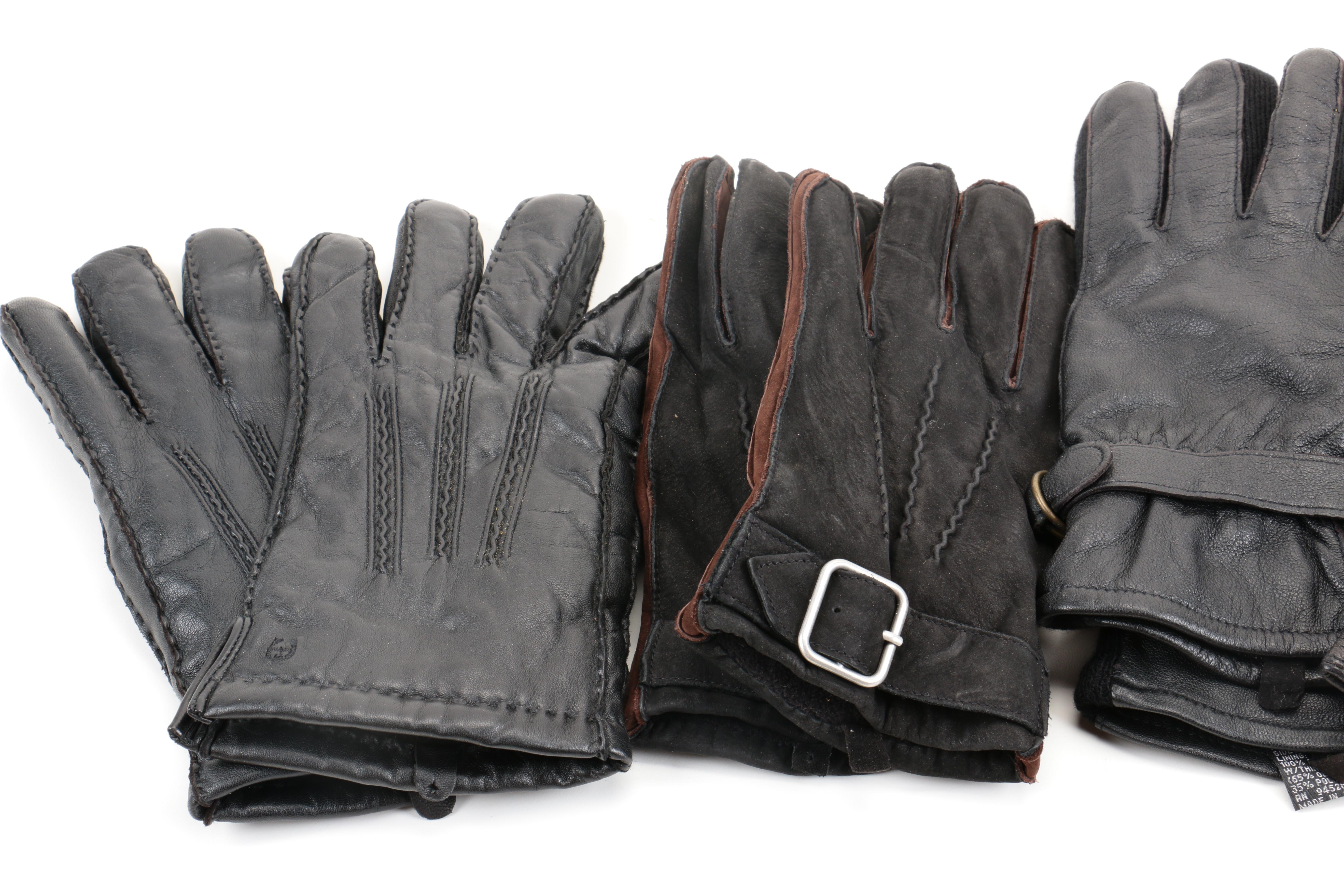 Assortment of Men's Leather Gloves in Black, Grey and Brown