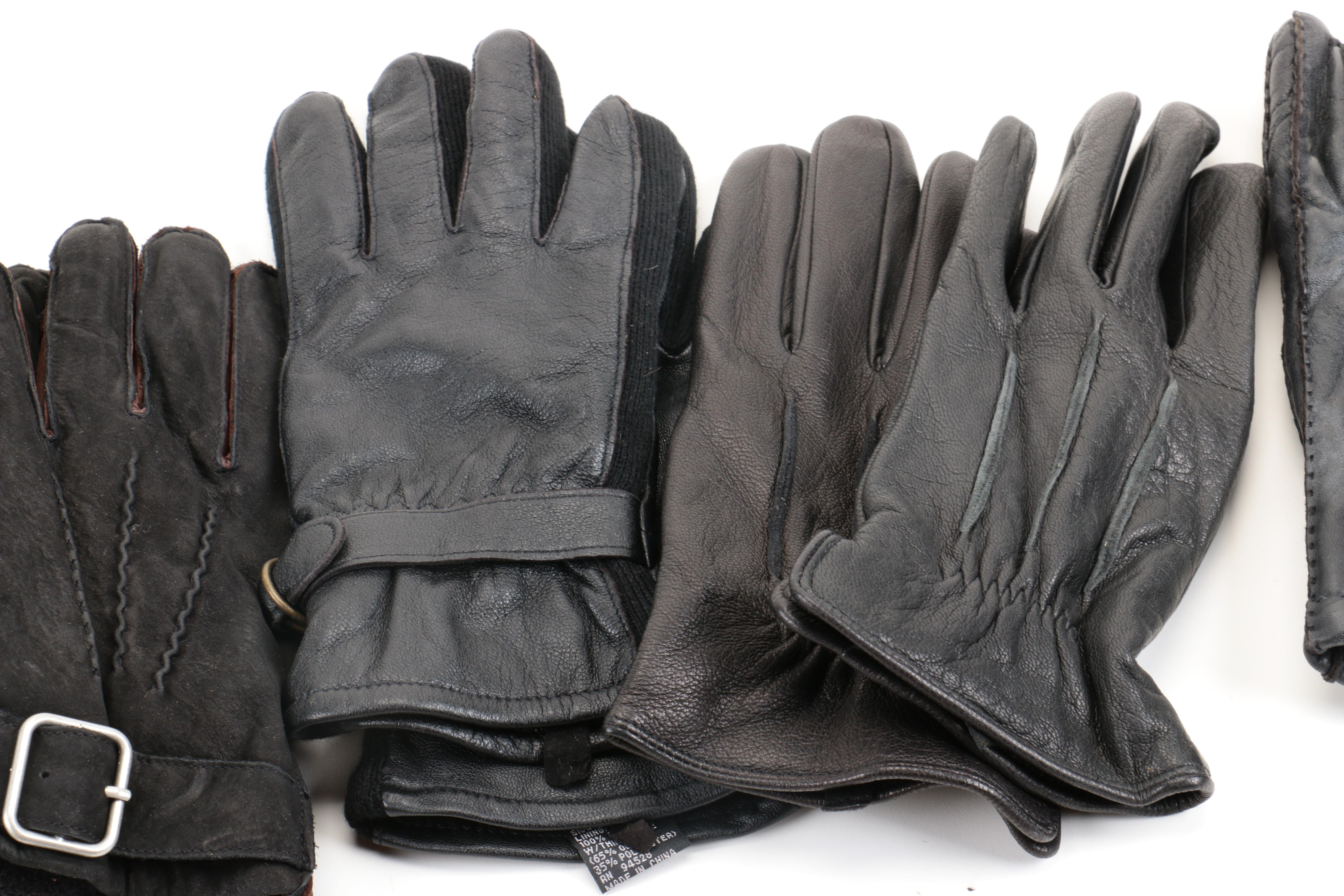 Assortment of Men's Leather Gloves in Black, Grey and Brown