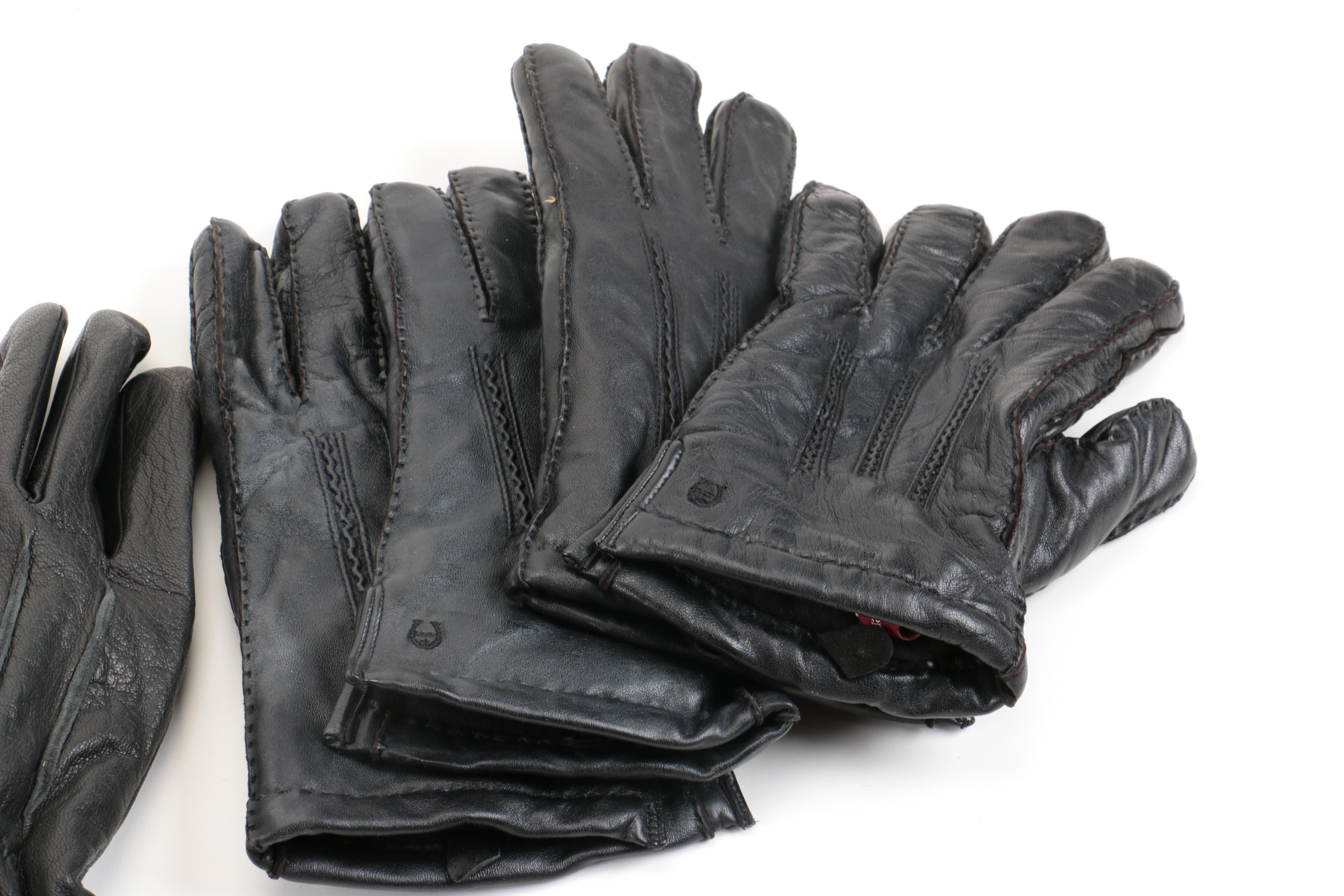 Assortment of Men's Leather Gloves in Black, Grey and Brown