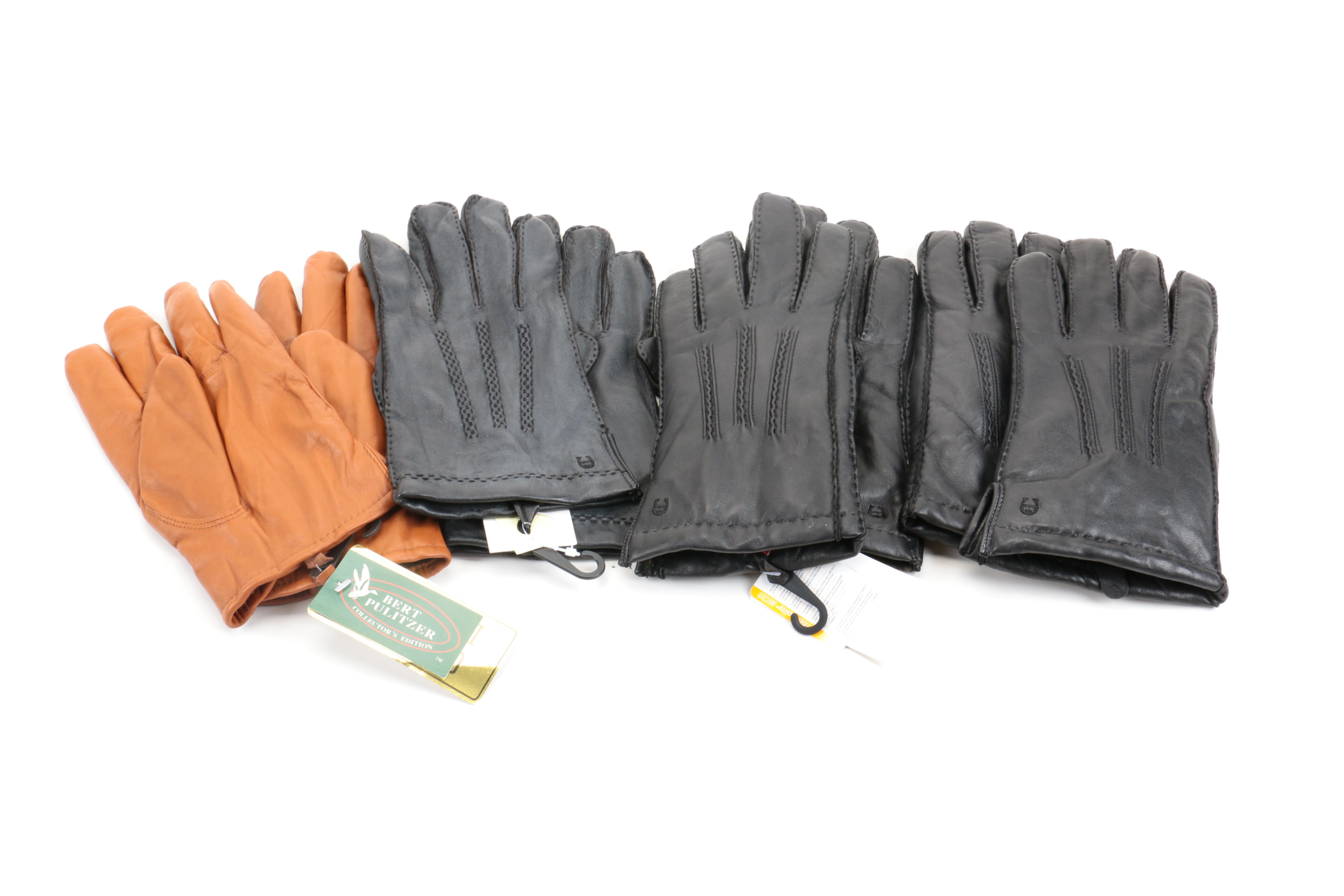 Assortment of Men's Leather Gloves in Black, Grey and Brown