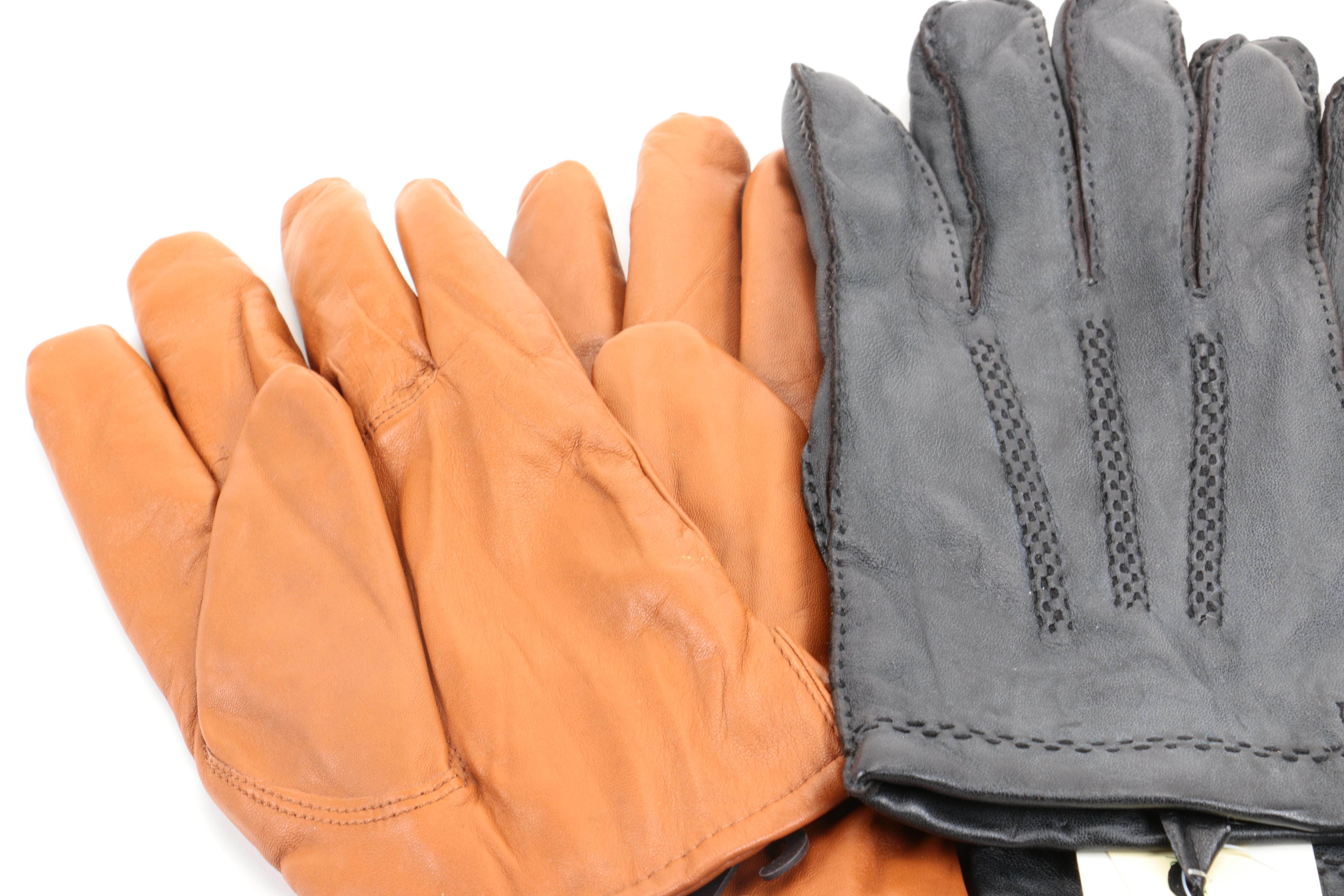 Assortment of Men's Leather Gloves in Black, Grey and Brown