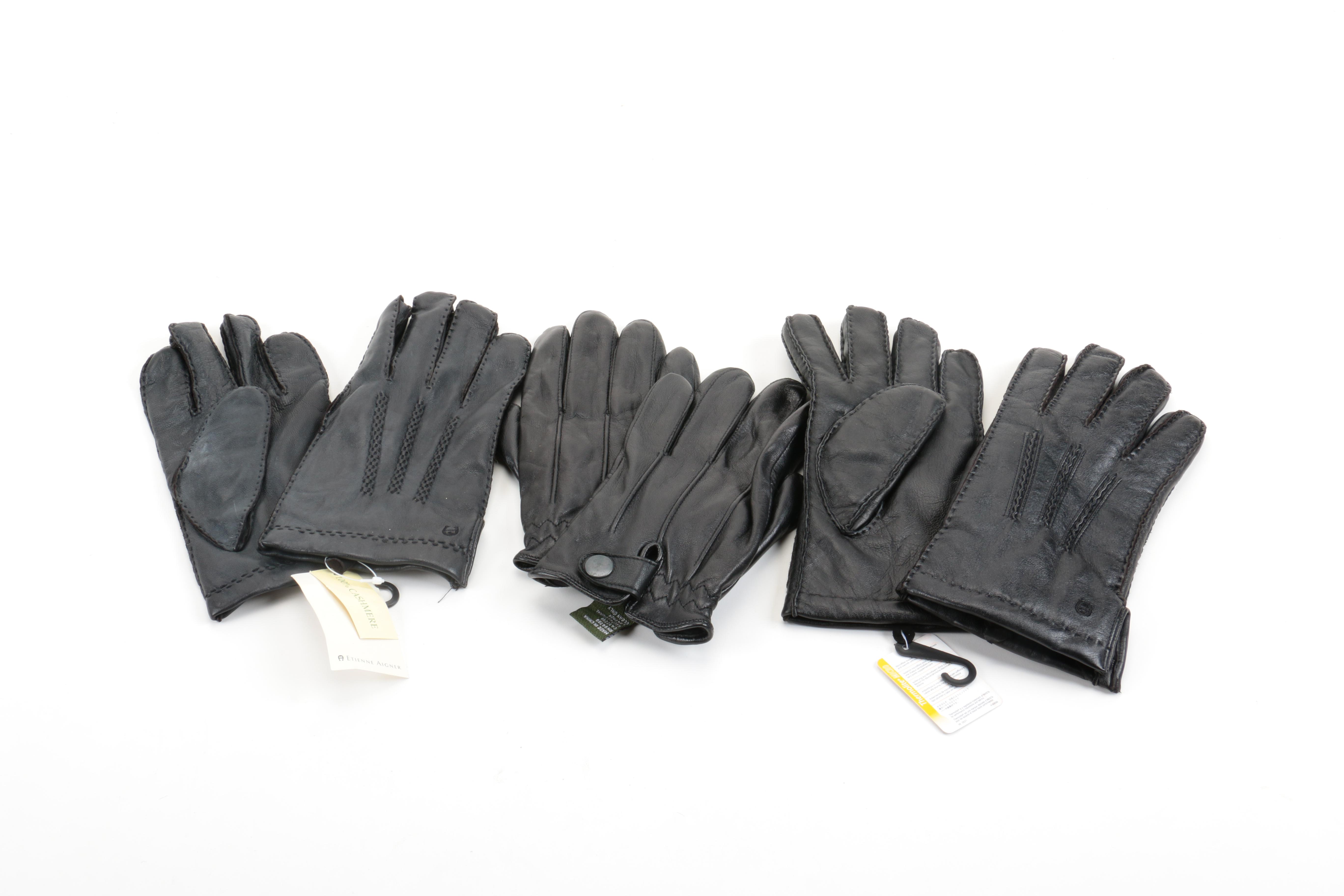 Assortment of Men's Leather Gloves in Black, Grey and Brown