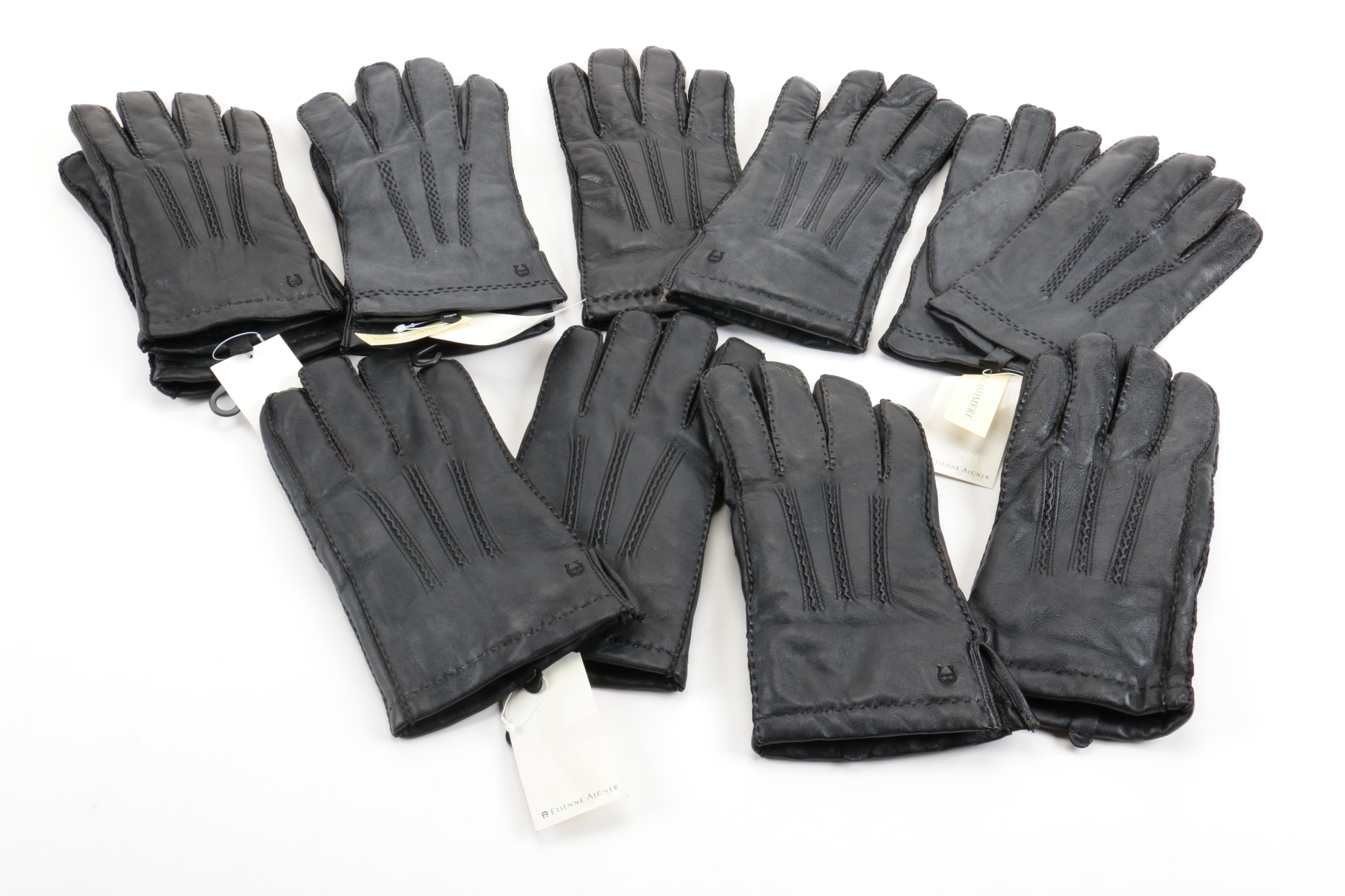 Assortment of Men's Leather Gloves in Black, Grey and Brown
