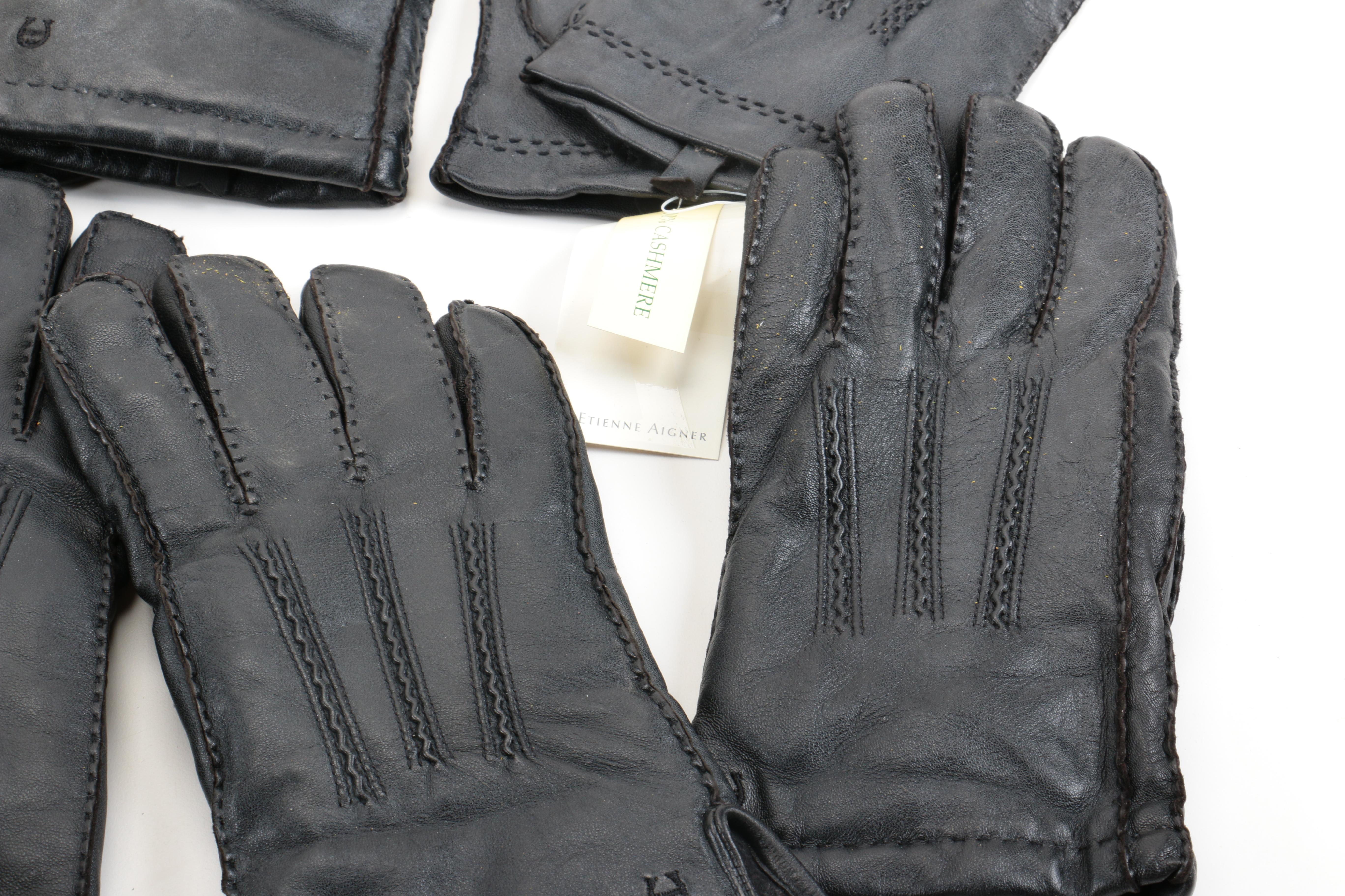 Assortment of Men's Leather Gloves in Black, Grey and Brown