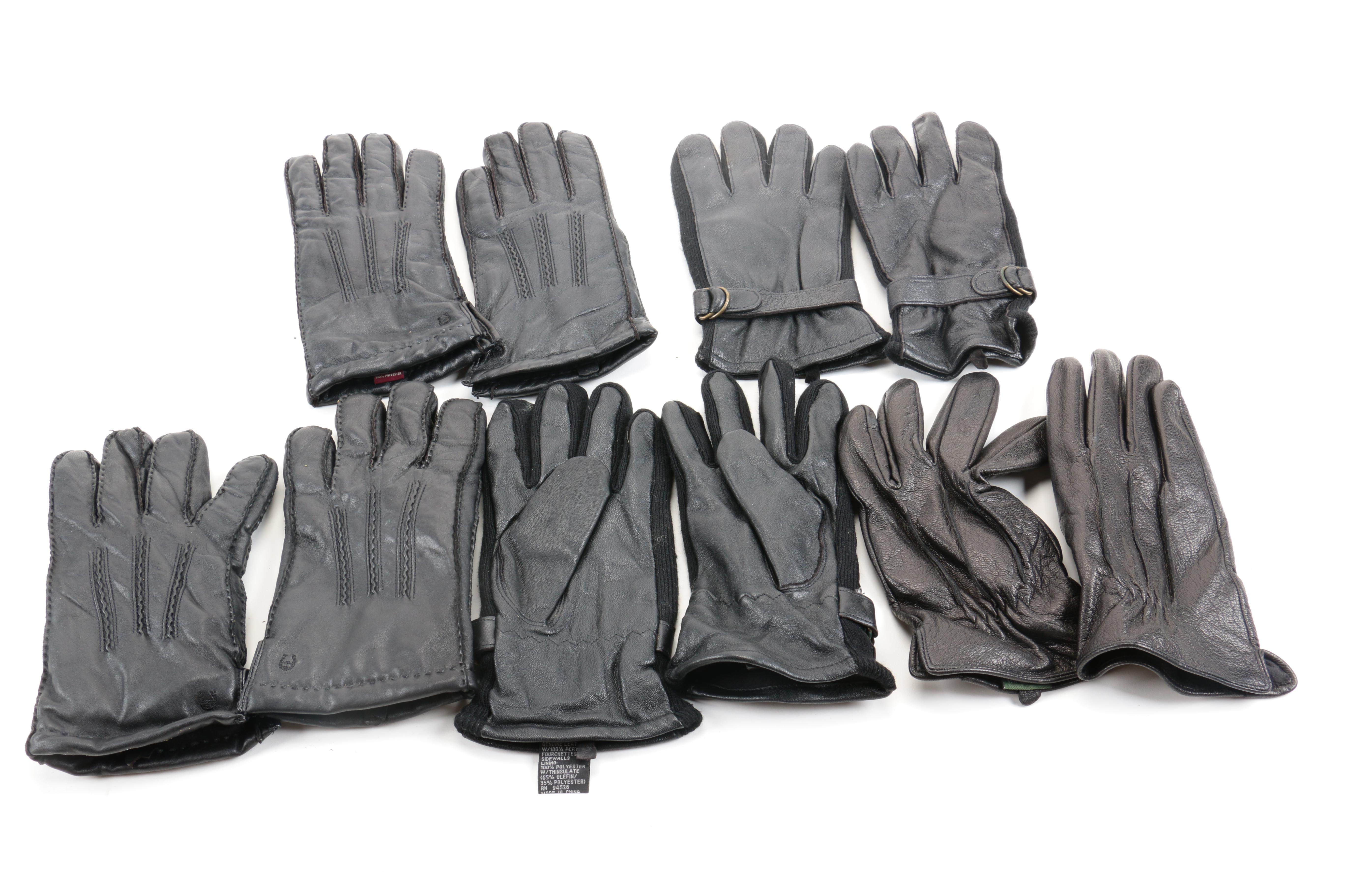 Assortment of Men's Leather Gloves in Black, Grey and Brown