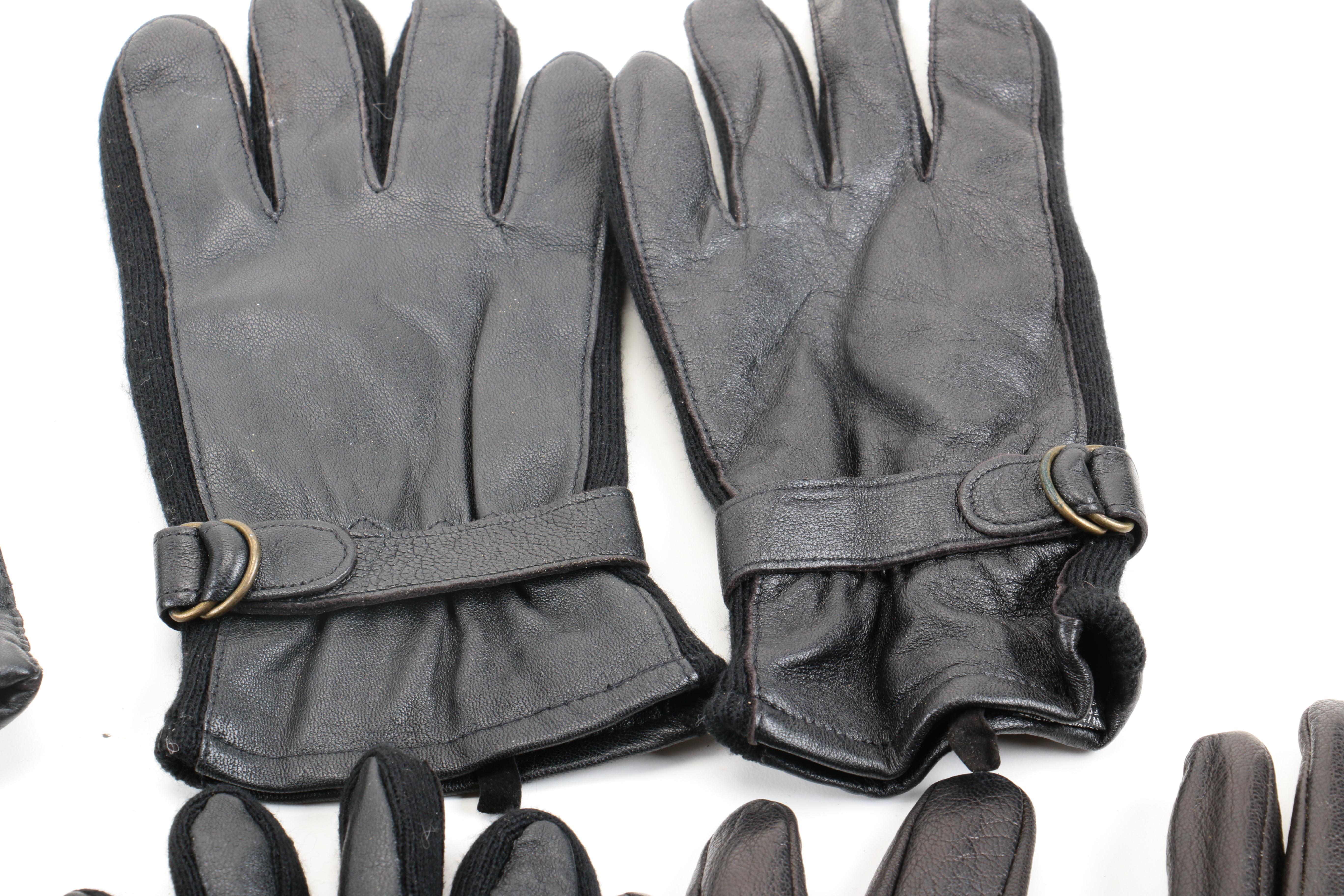 Assortment of Men's Leather Gloves in Black, Grey and Brown