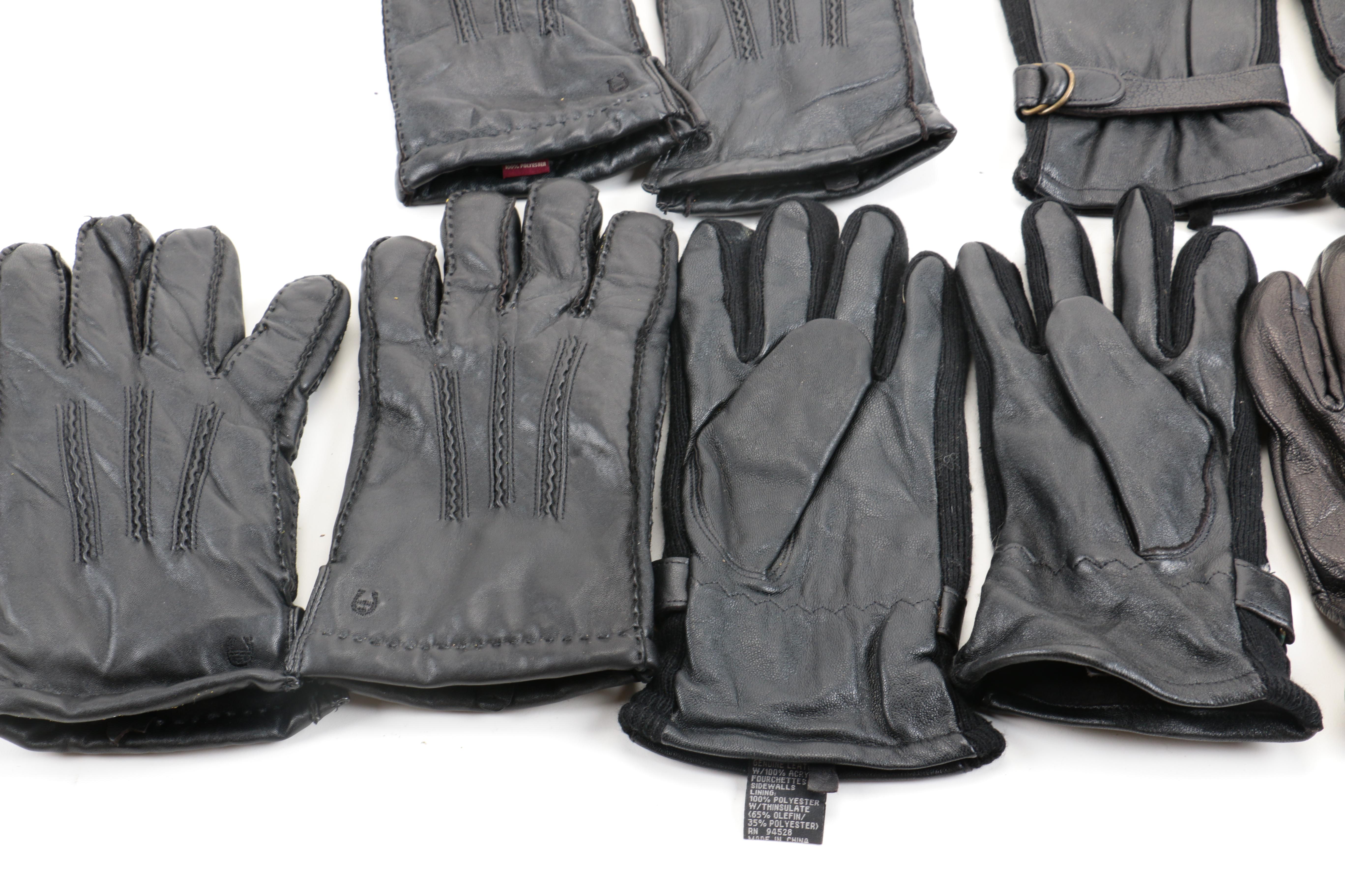 Assortment of Men's Leather Gloves in Black, Grey and Brown