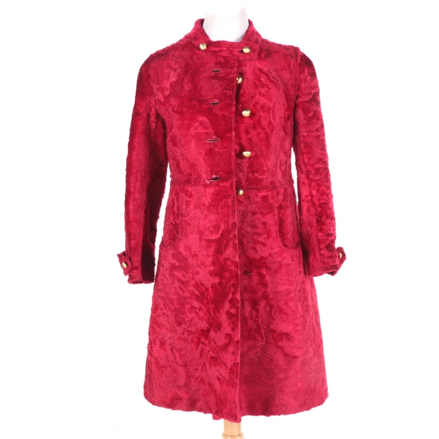 1960s Red Persian Lamb Coat