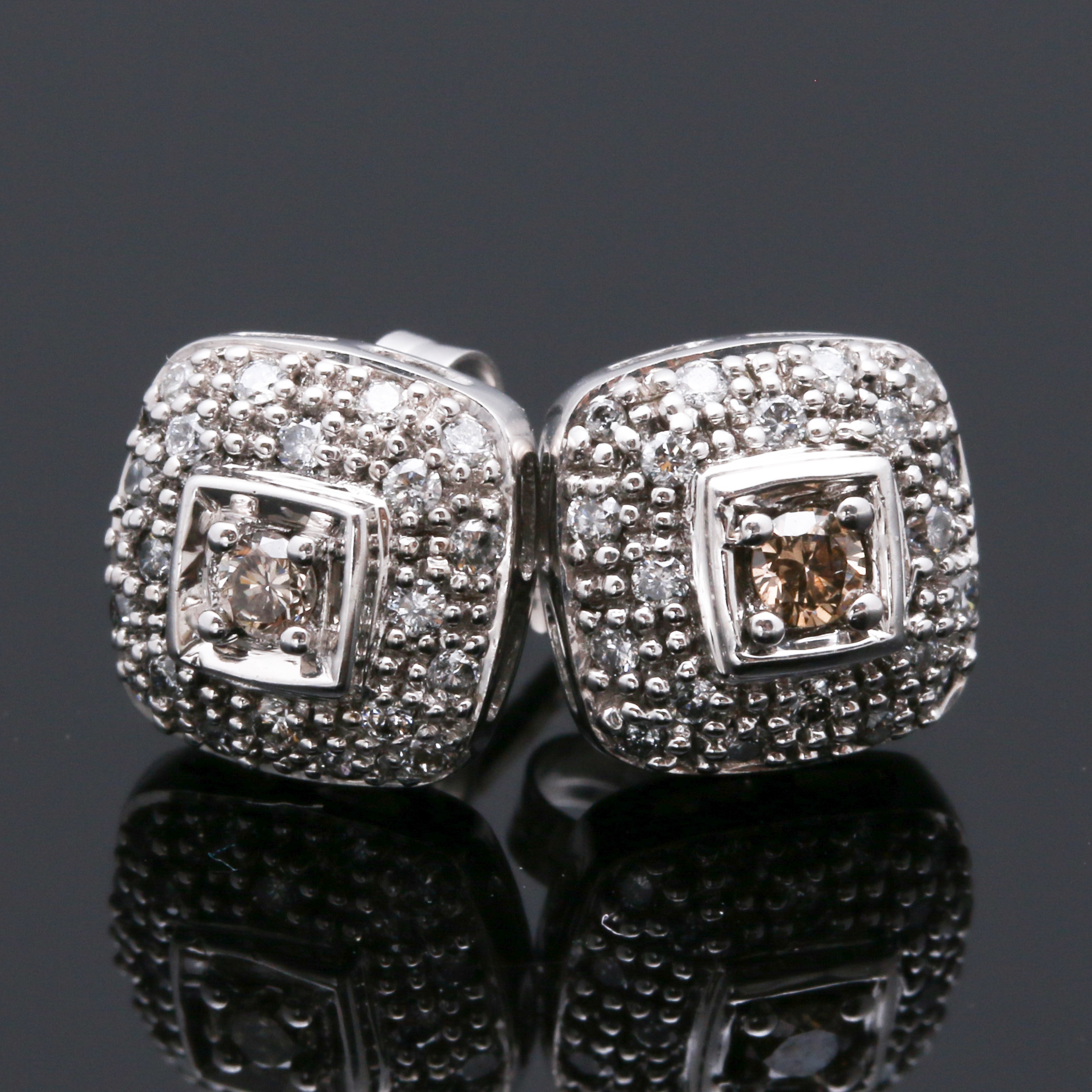 14K White Gold Diamond Earrings