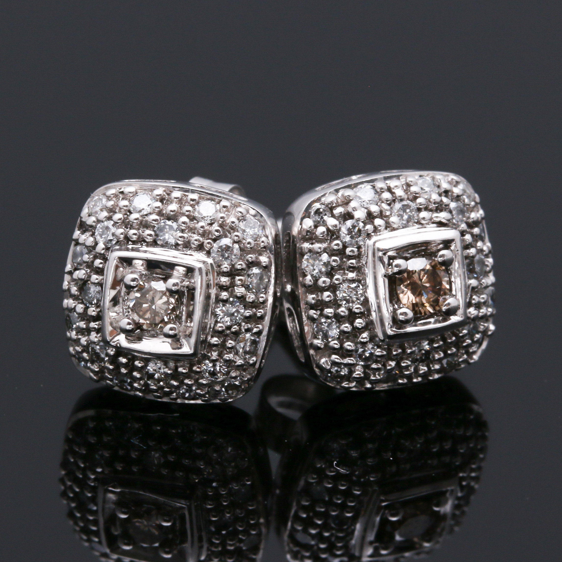 14K White Gold Diamond Earrings