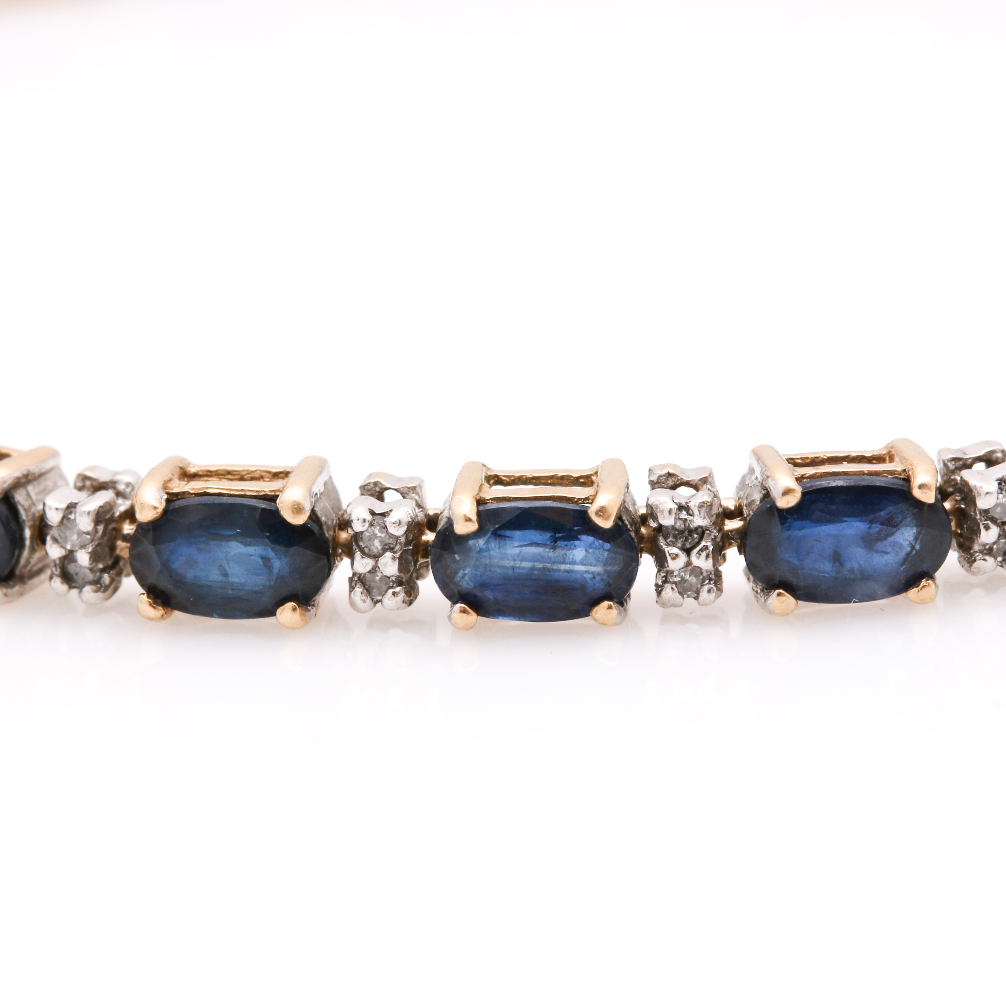 14K Yellow Gold Sapphire and Diamond Tennis Bracelet