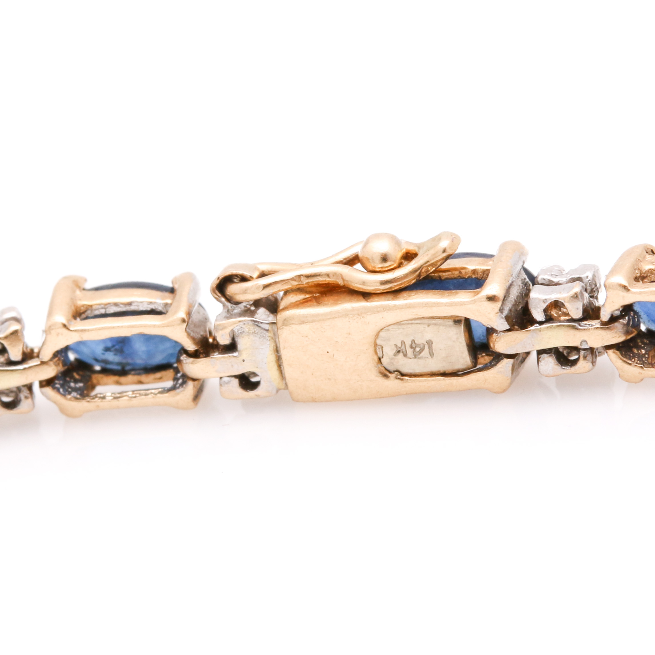 14K Yellow Gold Sapphire and Diamond Tennis Bracelet