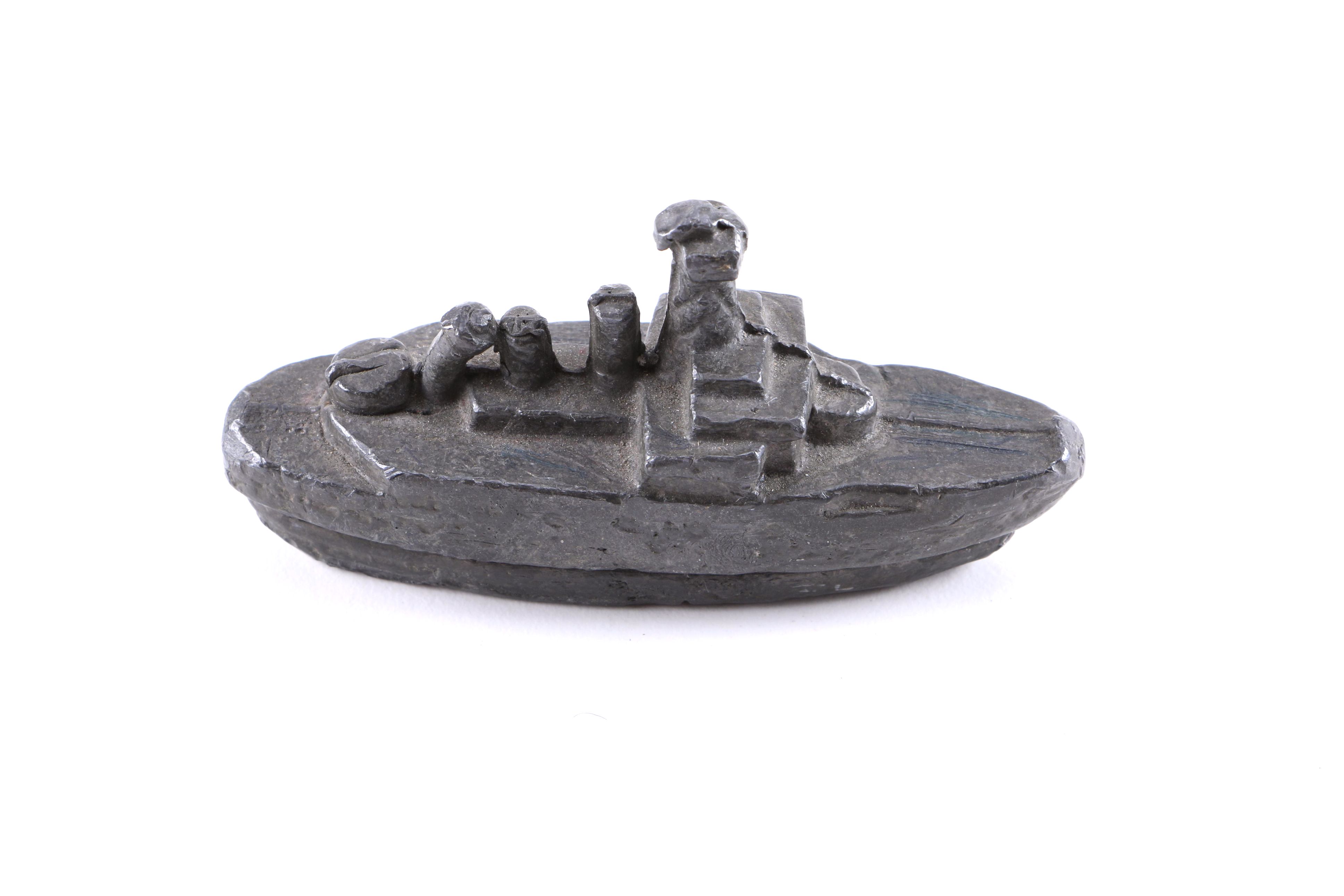 Cast Iron Tea Kettle, Vintage Sad Iron, and Lead Toy Boat