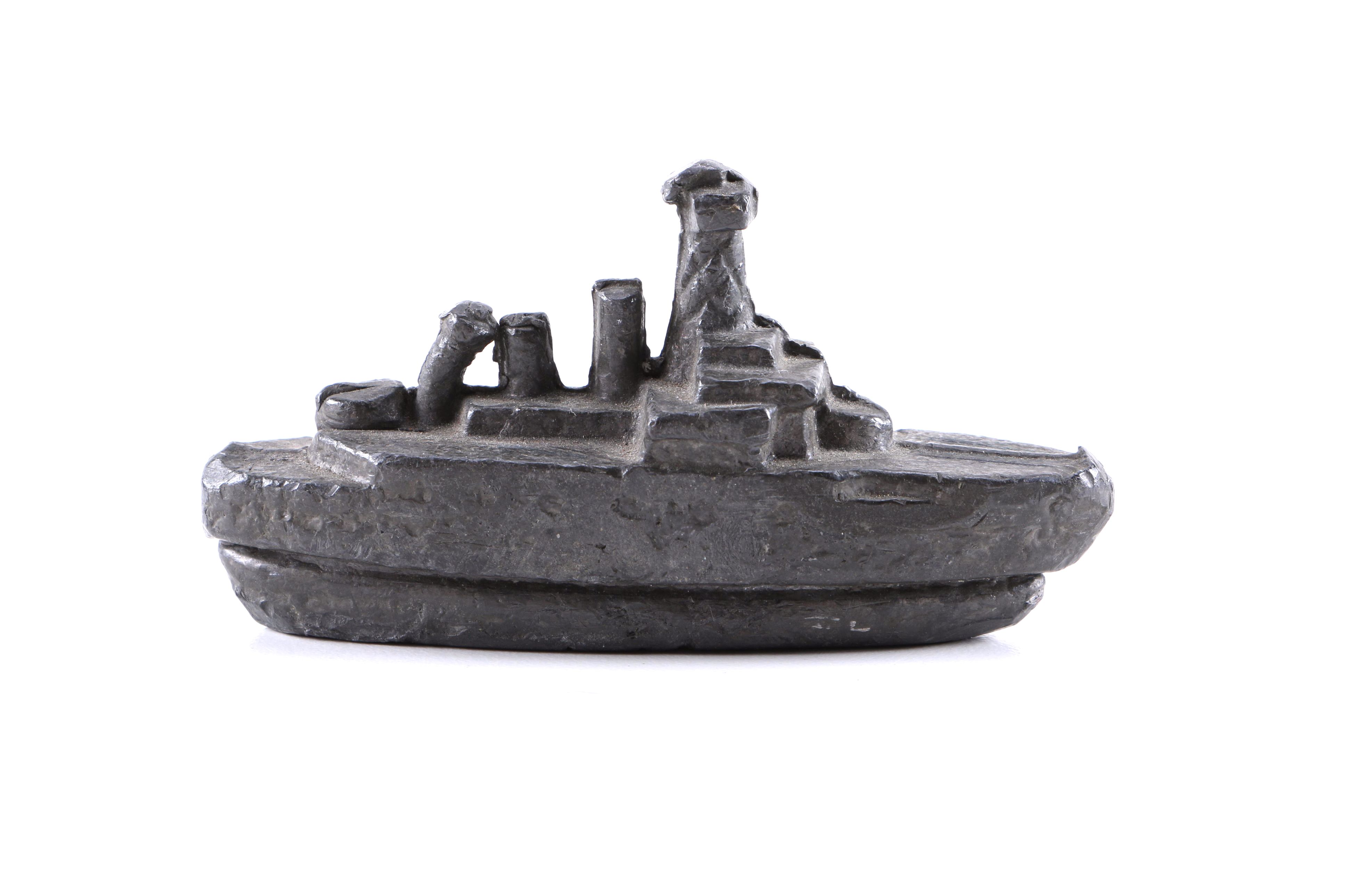 Cast Iron Tea Kettle, Vintage Sad Iron, and Lead Toy Boat
