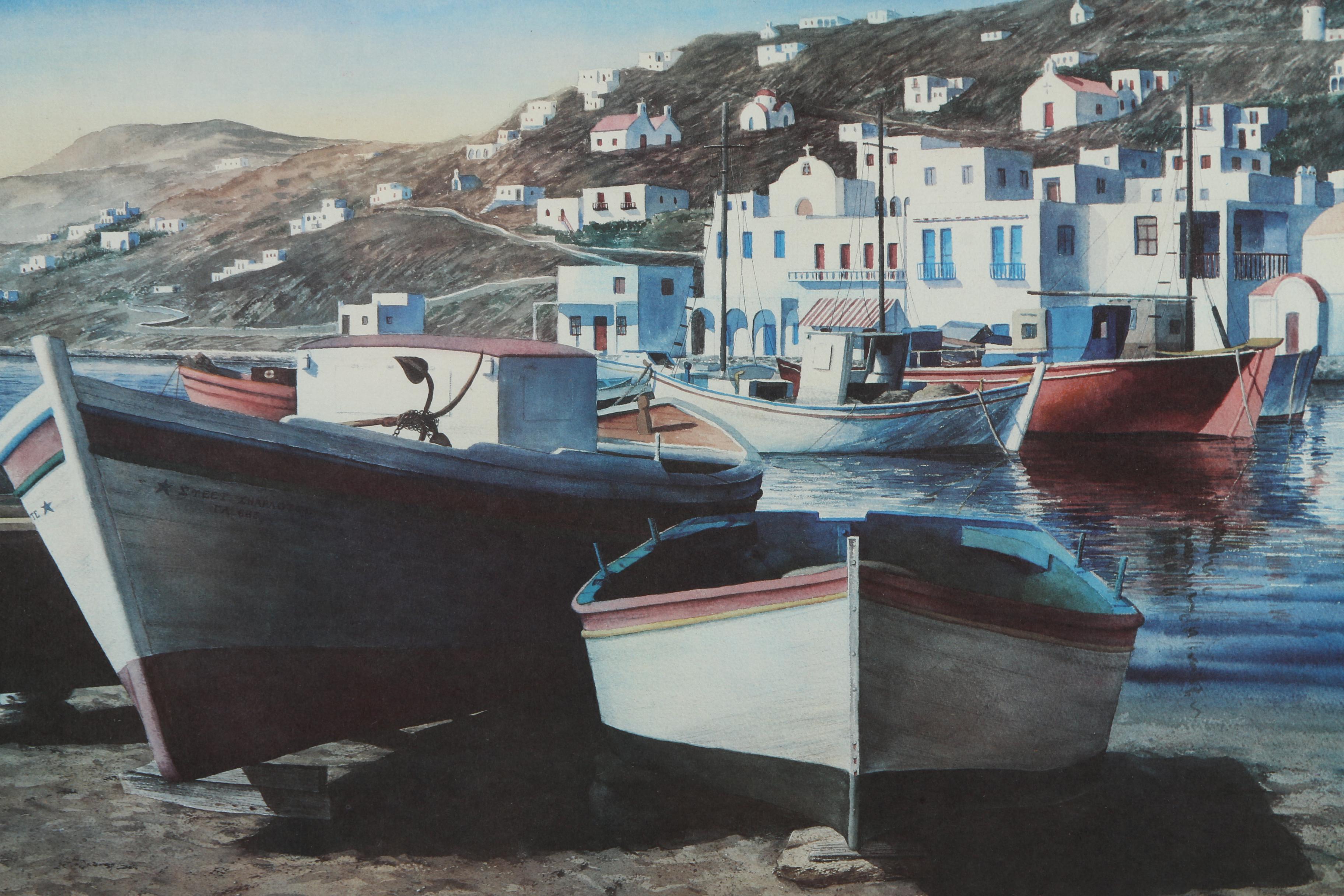 Emily James Limited Edition Offset Lithograph "Mykonos, Greece"