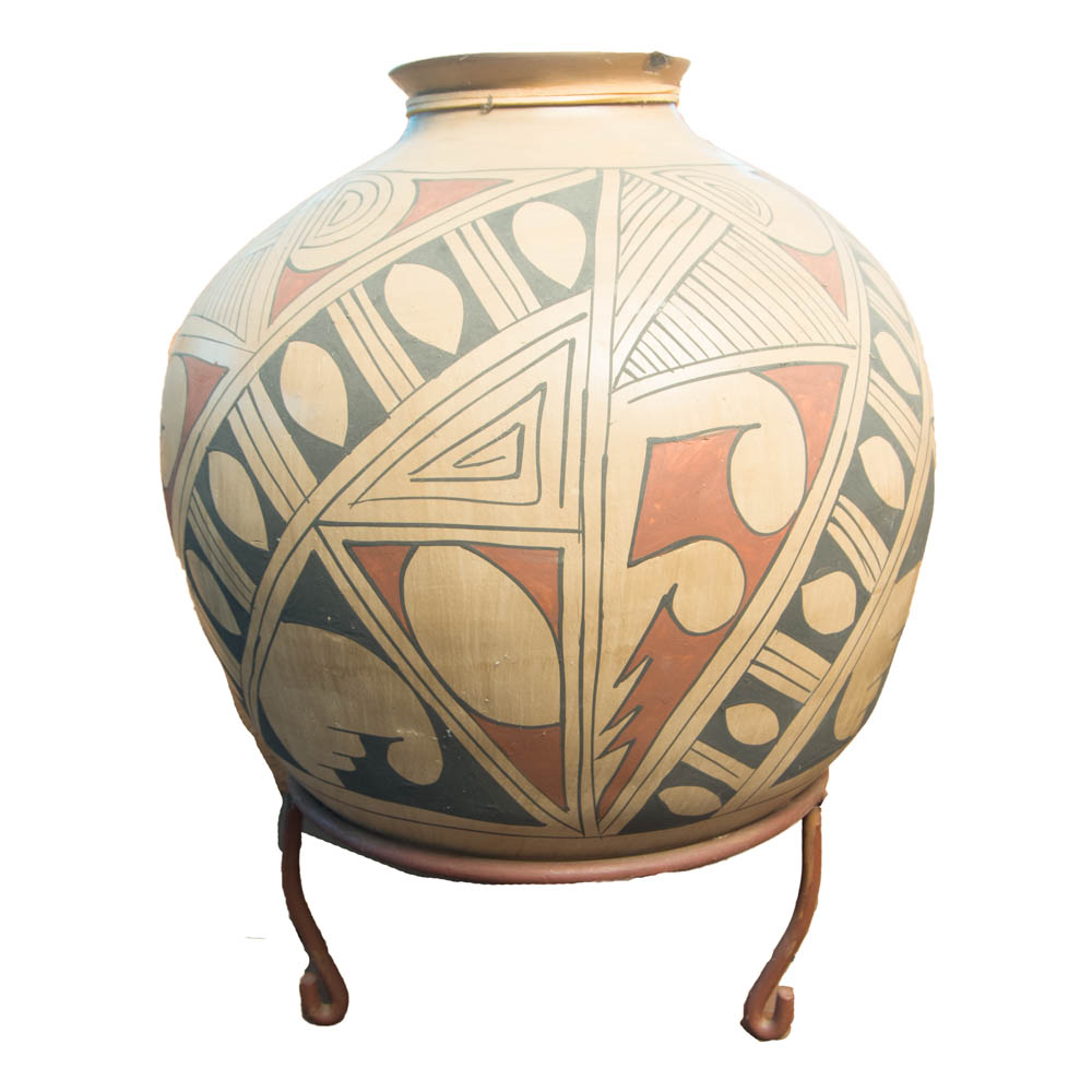 Hand Painted Coil Built Native American Vessel