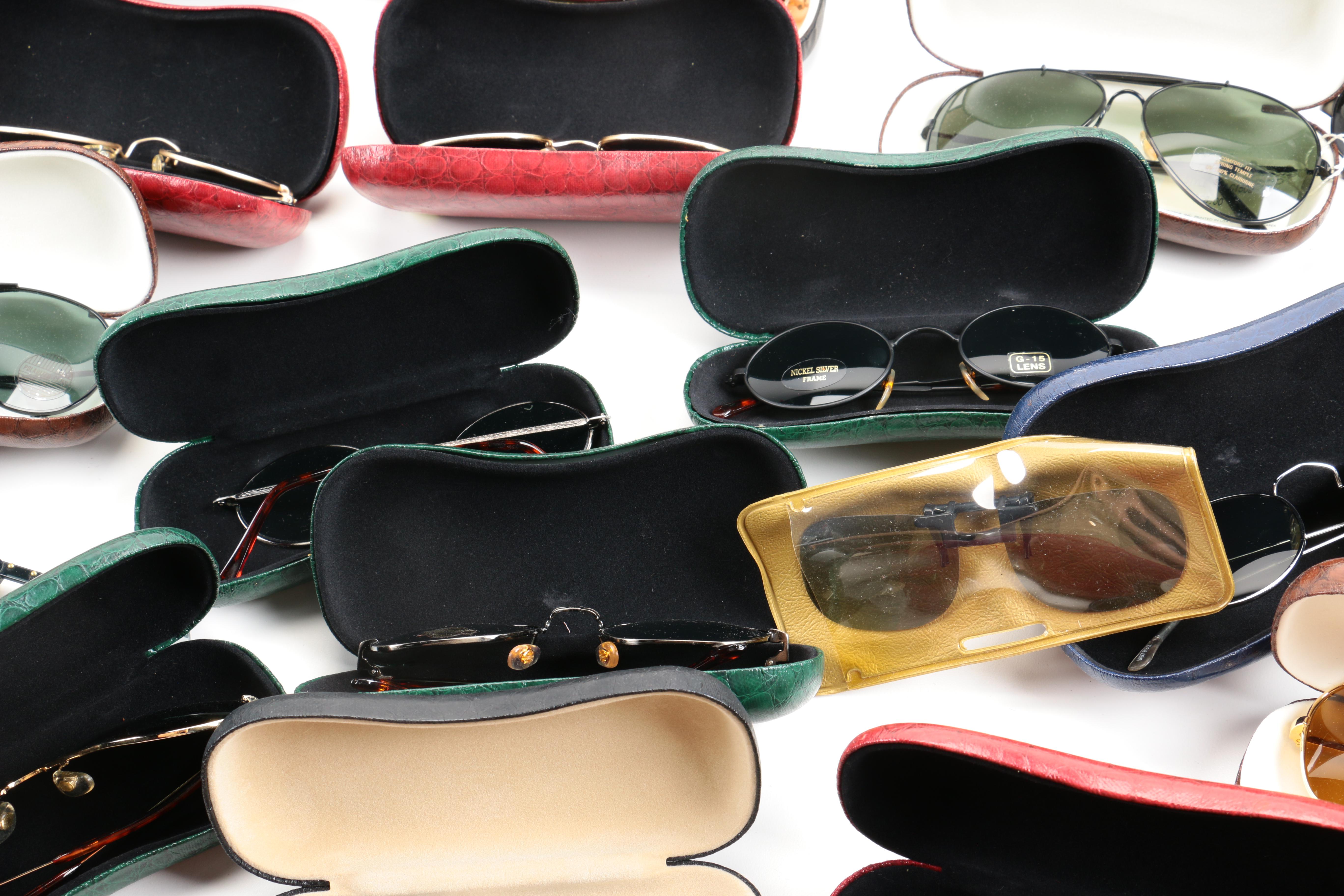 Large Assortment of Sunglasses and Cases