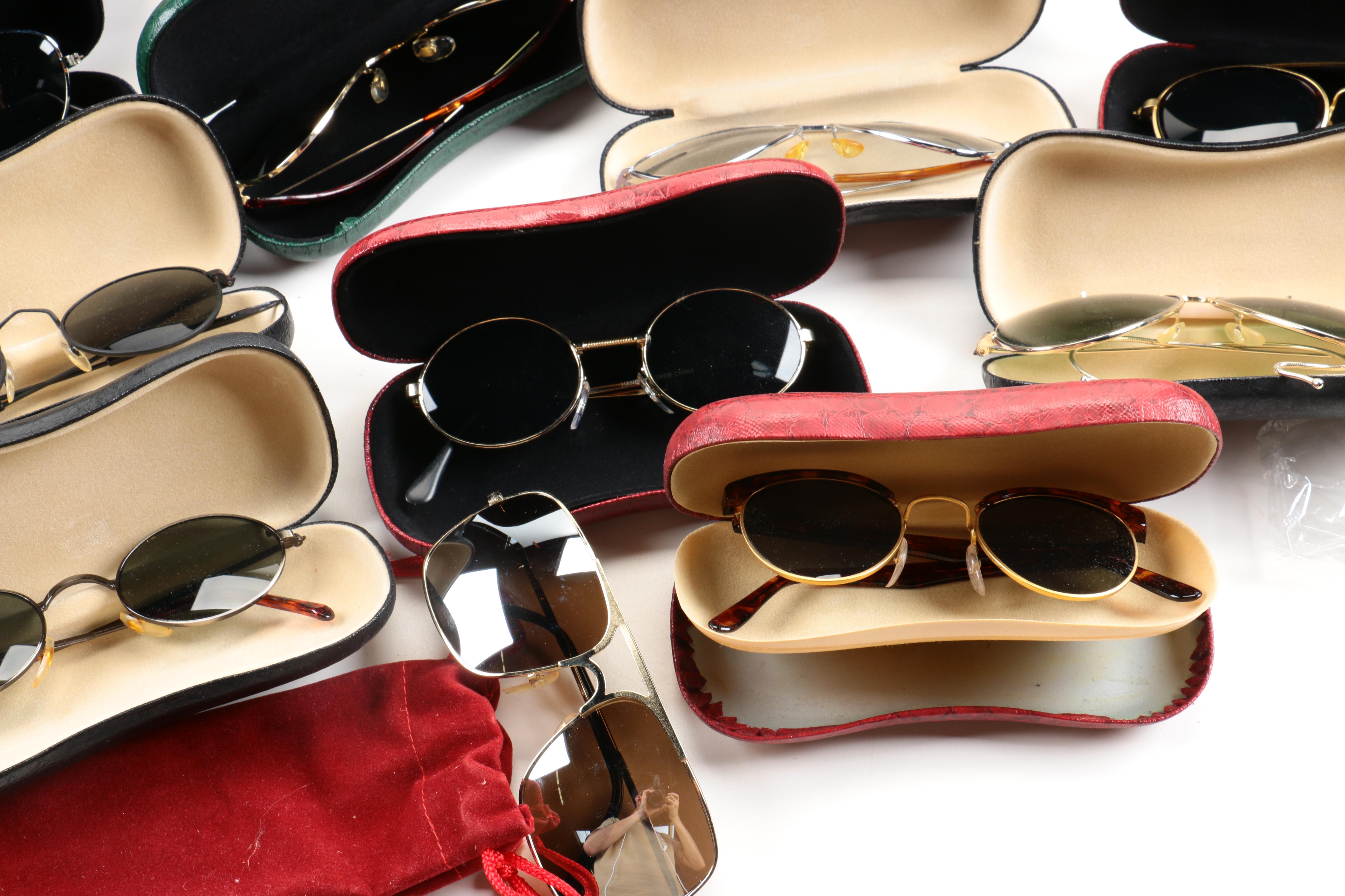 Large Assortment of Sunglasses and Cases