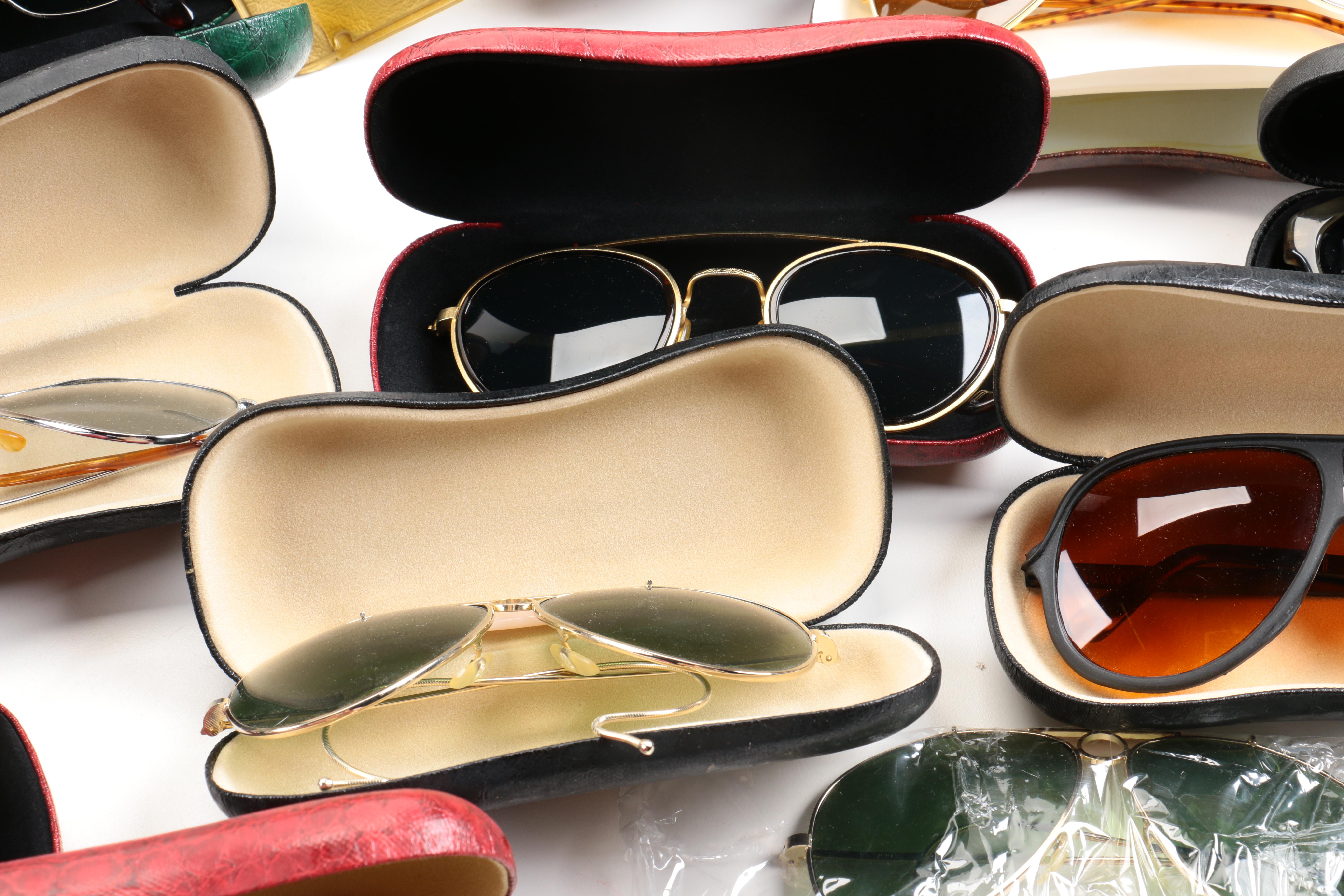 Large Assortment of Sunglasses and Cases