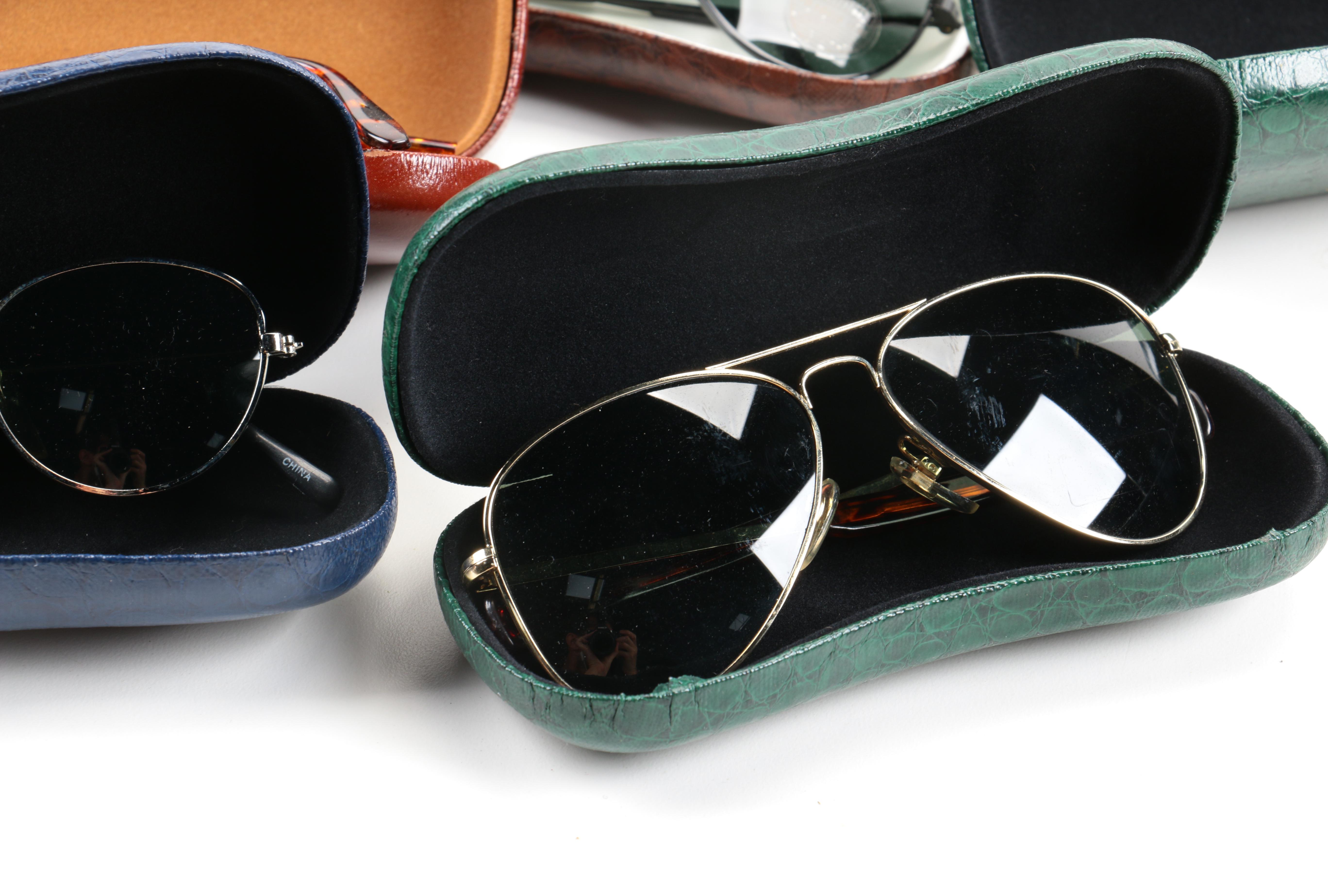Large Assortment of Sunglasses and Cases