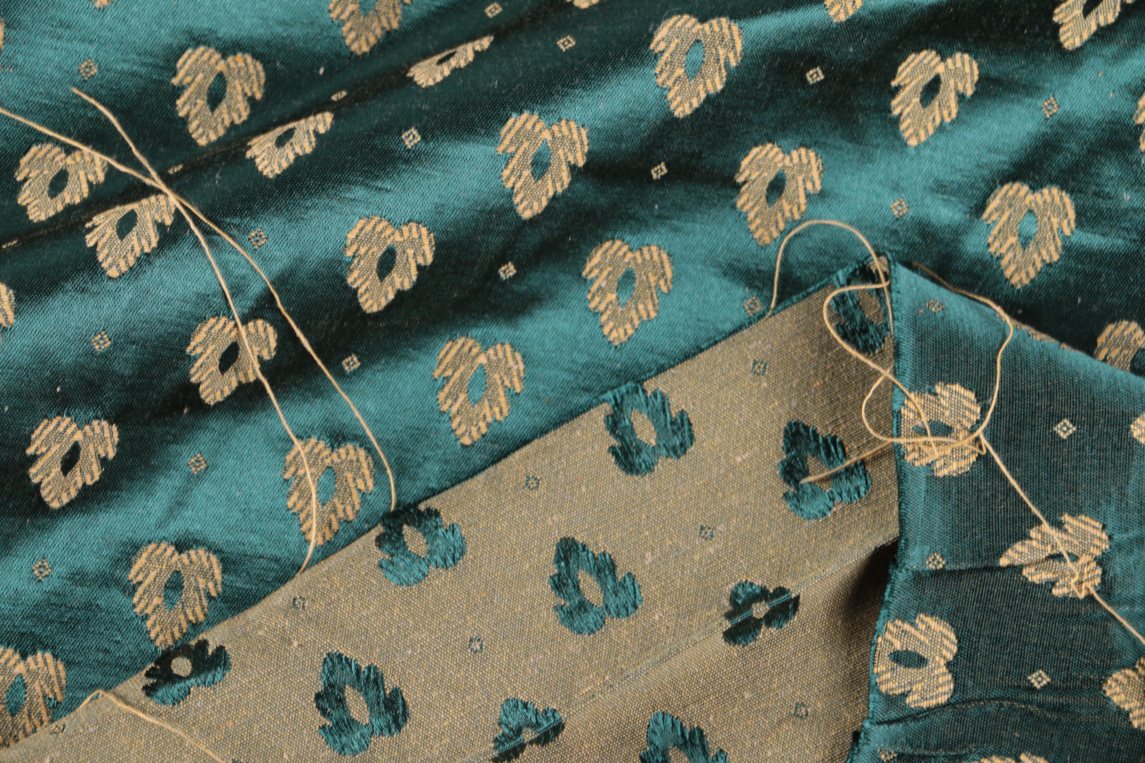 Green and Gold Accented Upholstery Fabric