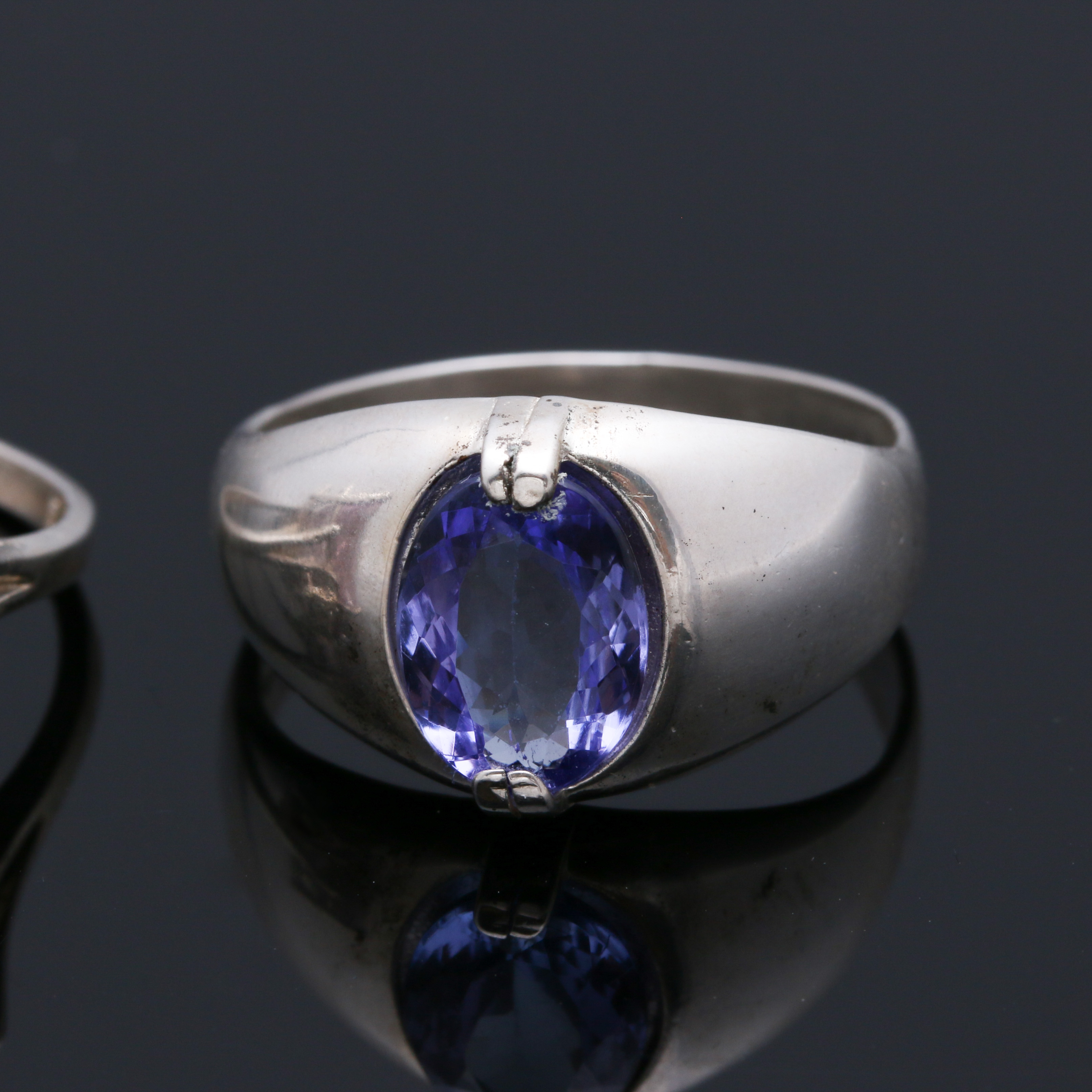 Sterling Silver Rings With Prasiolite, Kunzite, Tanzanite, and Diamonds