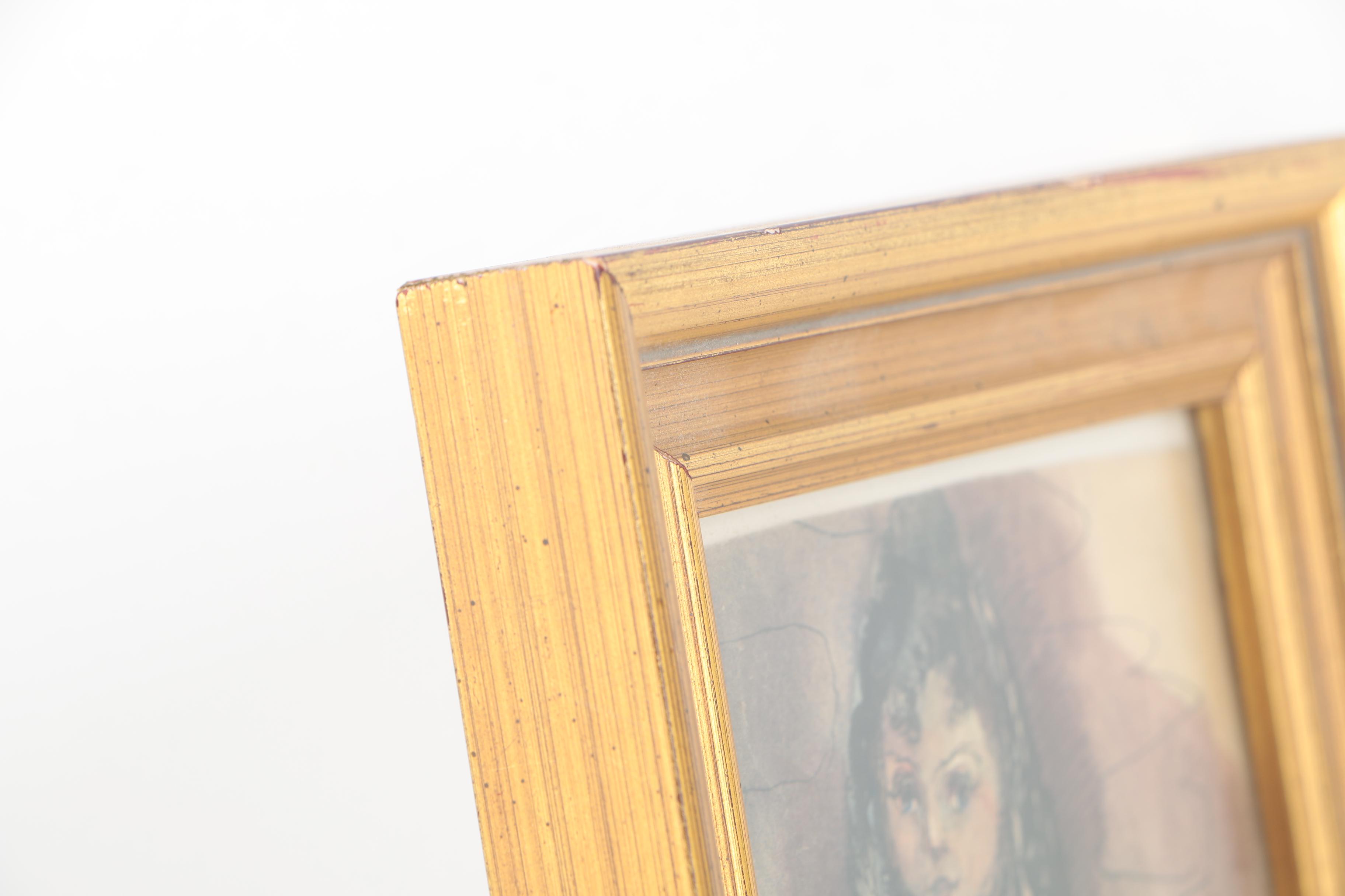 Framed Watercolor Painting of Young Woman