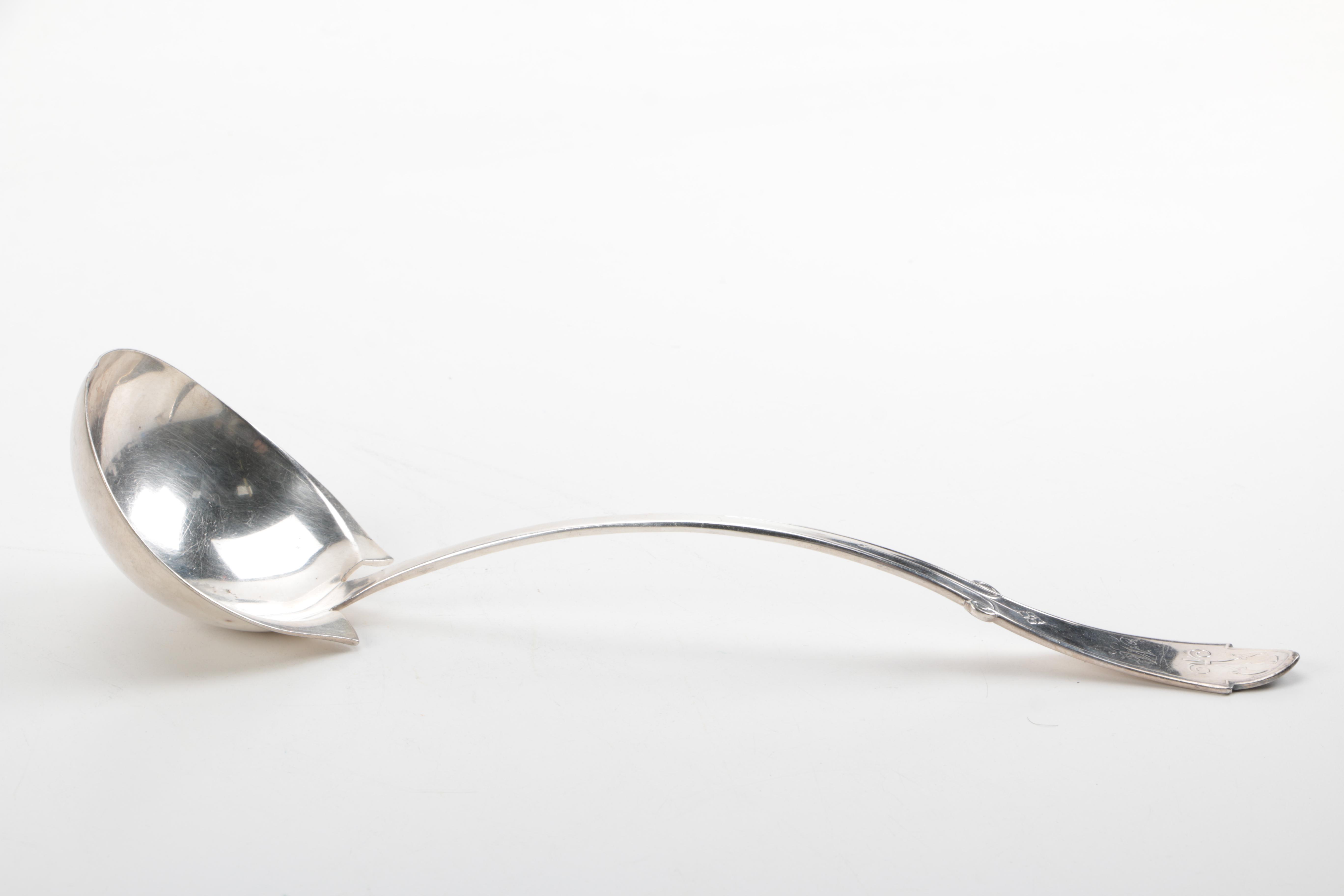 William Hutton & Sons Sterling Punch Bowl and Reed & Barton Silver Plate Ladle