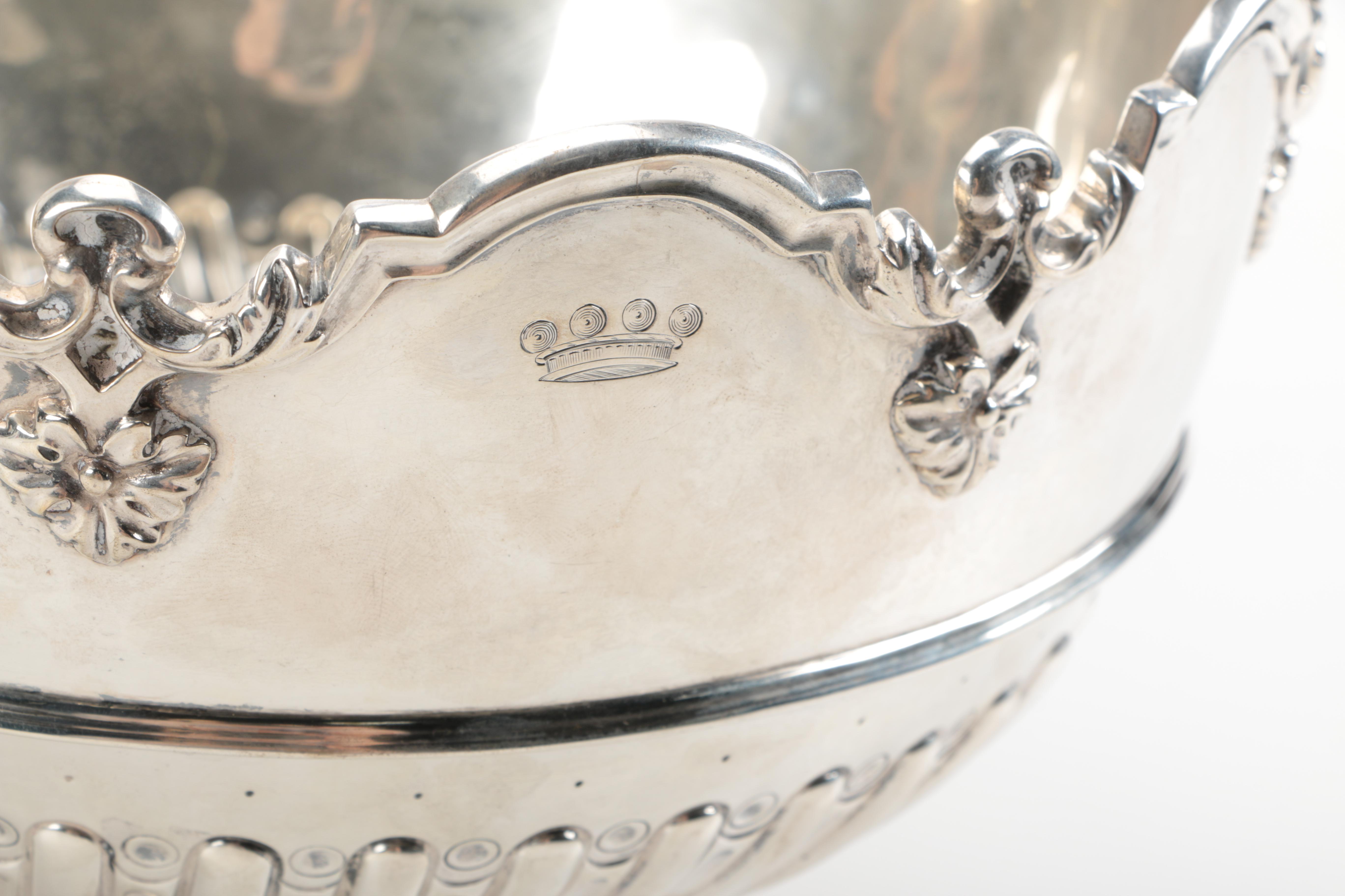 William Hutton & Sons Sterling Punch Bowl and Reed & Barton Silver Plate Ladle