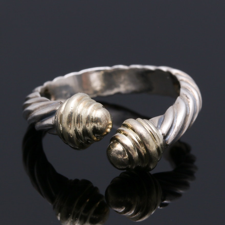 David Yurman "Classic Cable" Sterling Silver and 14K Gold Ring