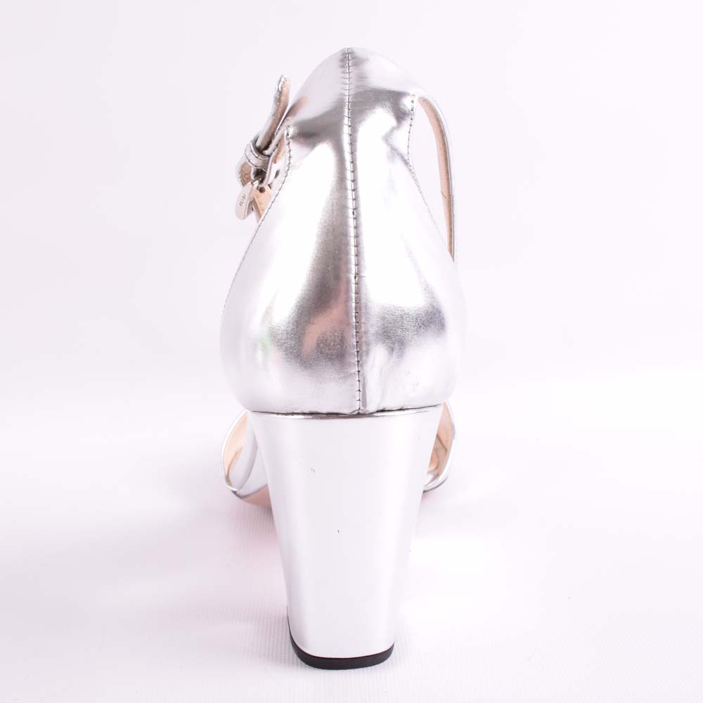 Women's Prada Metallic Silver Heels