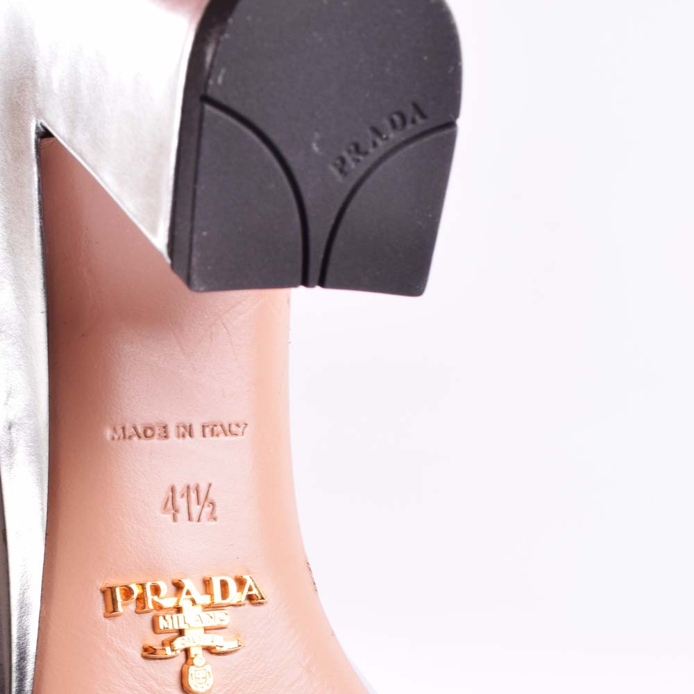 Women's Prada Metallic Silver Heels