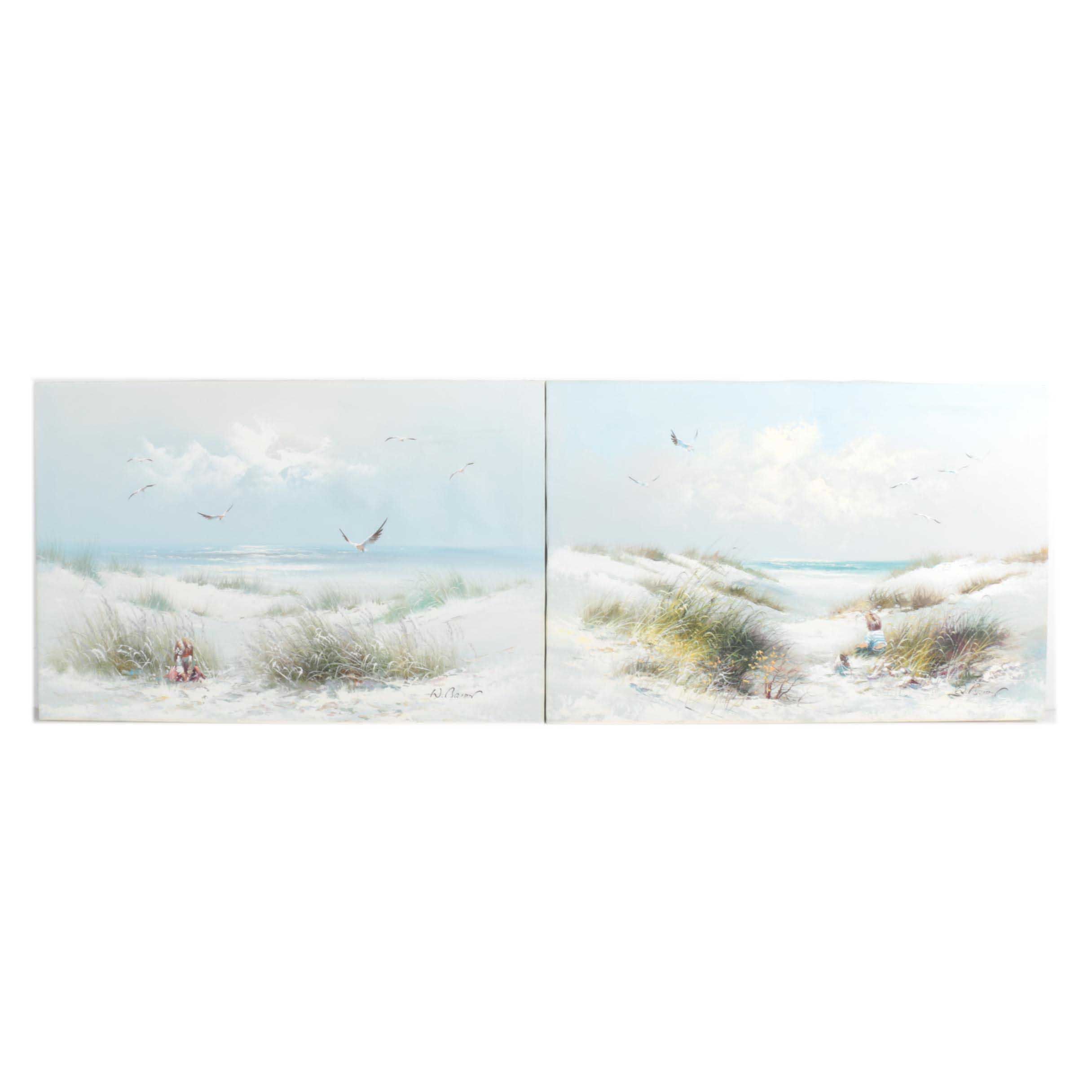 W. Brian Oil Paintings of Beach Scenes with Children