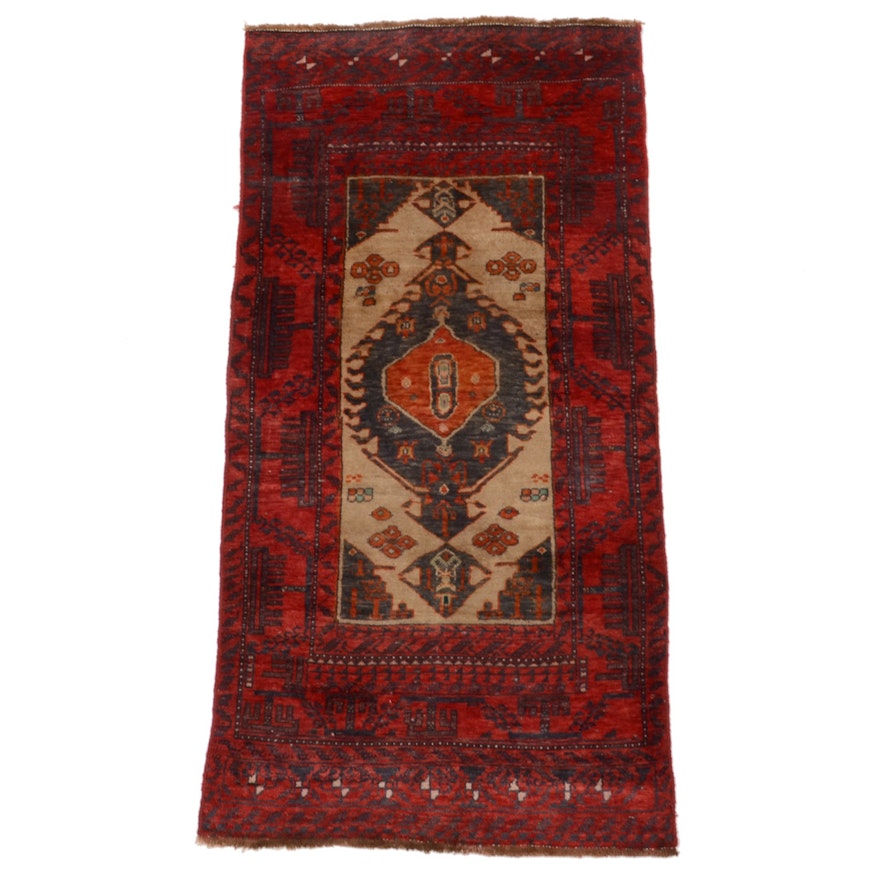 Unique Persian Hand-Knotted Baluch Wool Area Rug