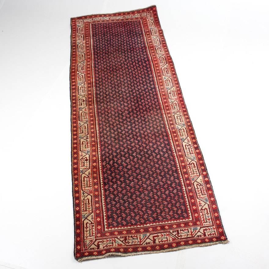 Hand-Knotted Semi-Antique Persian Boteh Mir-A-Boteh Seraband Rug