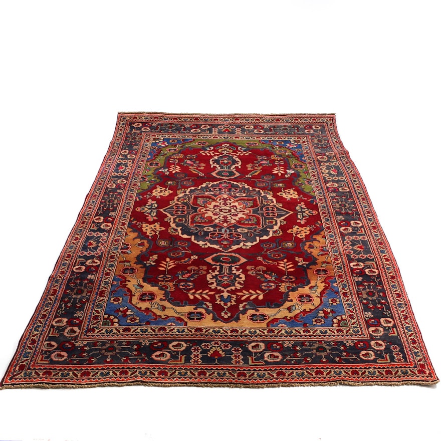 Hand-Knotted Semi-Antique Persian Karaja Heriz Rug