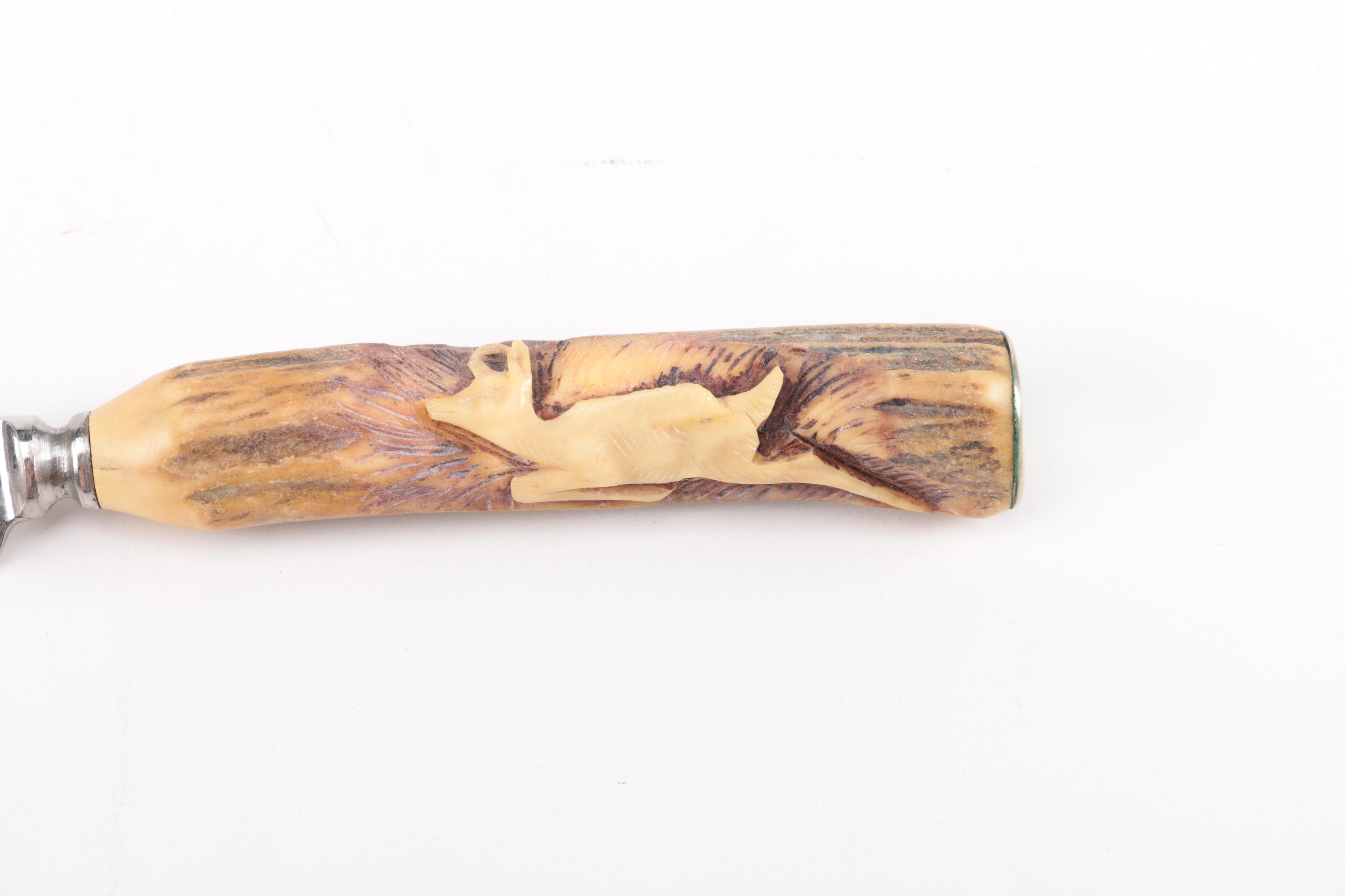 Vintage Rostfrei Solingen Antler-Handled Knife and Fork Set