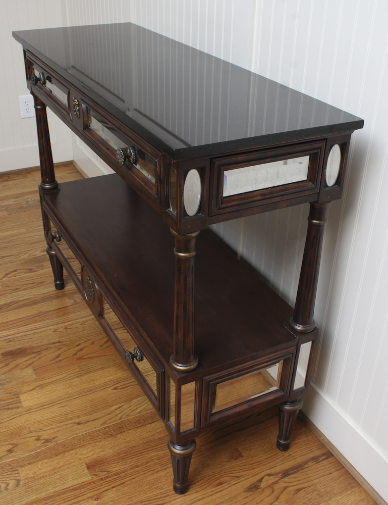Vintage Federal Style Console Table With Mirrored Panels by Bassett