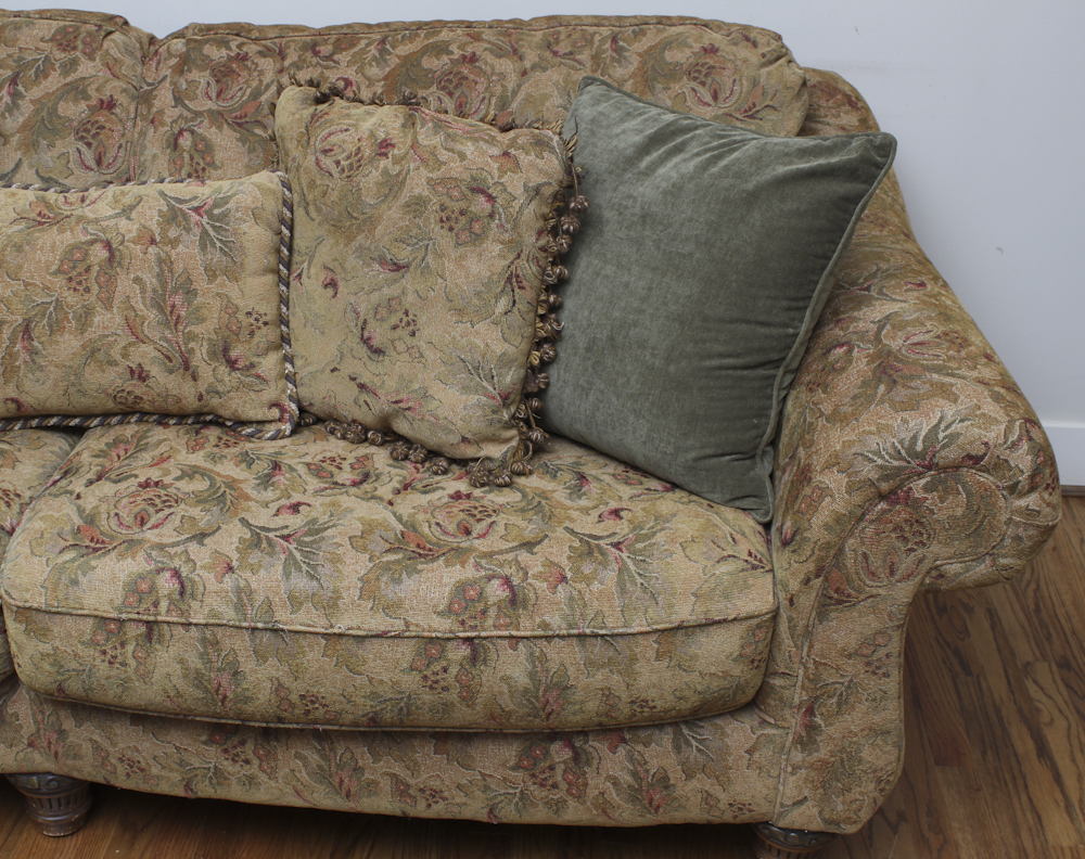 Paisley Footed Sofa with Five Pillows