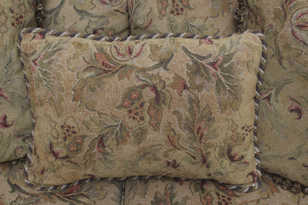 Paisley Footed Sofa with Five Pillows