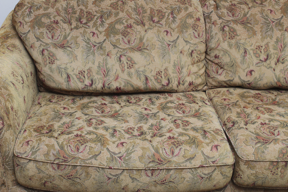 Paisley Footed Sofa with Five Pillows
