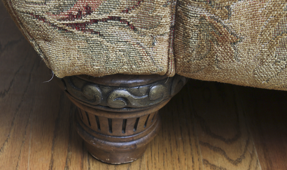 Paisley Footed Sofa with Five Pillows