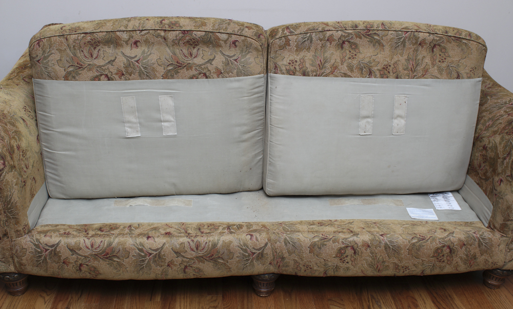 Paisley Footed Sofa with Five Pillows