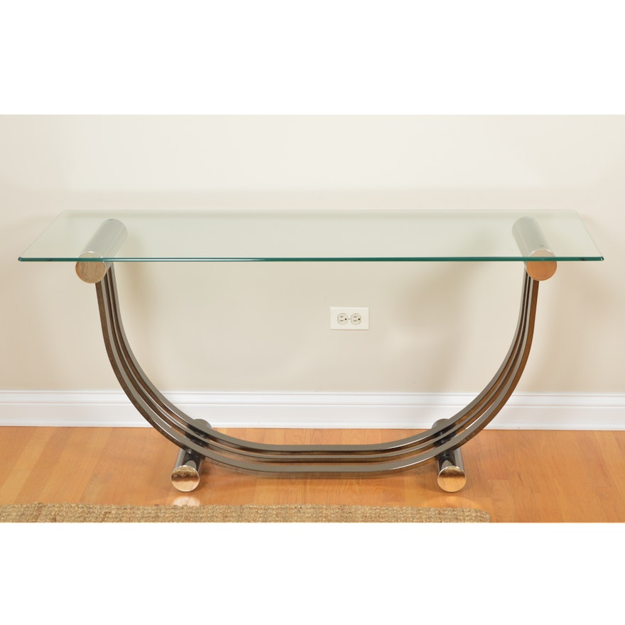 Contemporary Glass Top Console Table